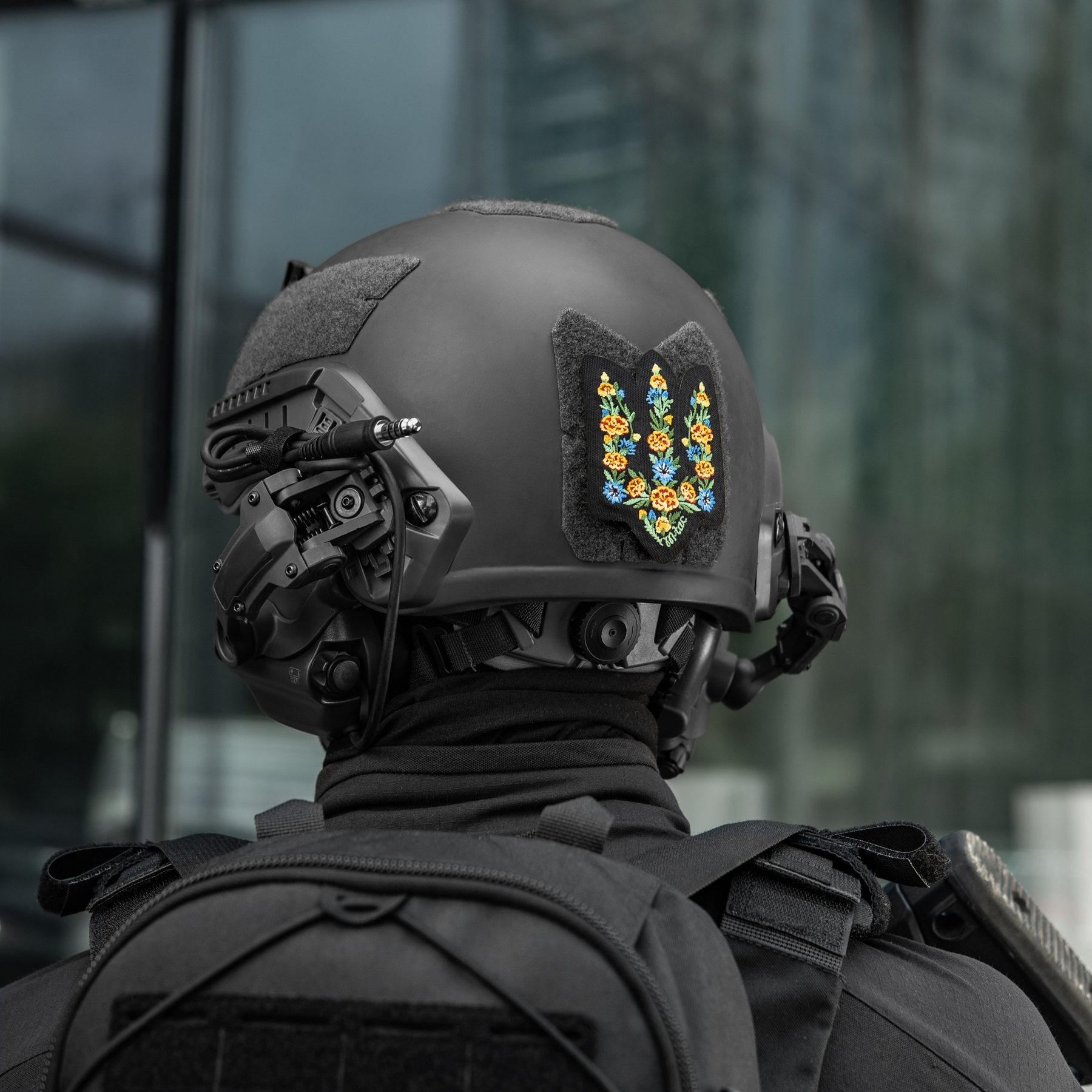 M-Tac нашивка Тризуб Чорнобривці (вишивка) Black — 13
