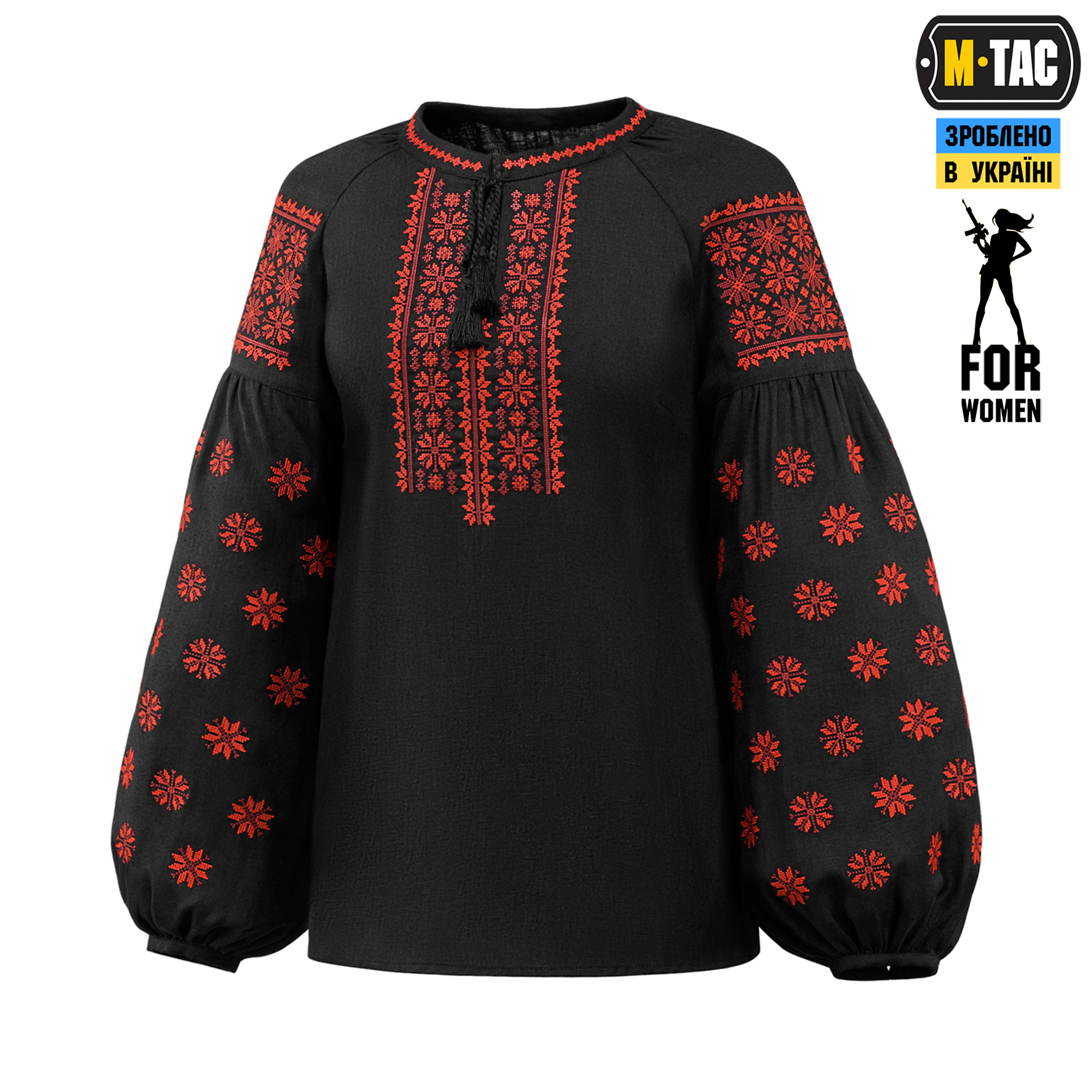 M-Tac вышиванка женская 100% лён тип 2 черная — 2