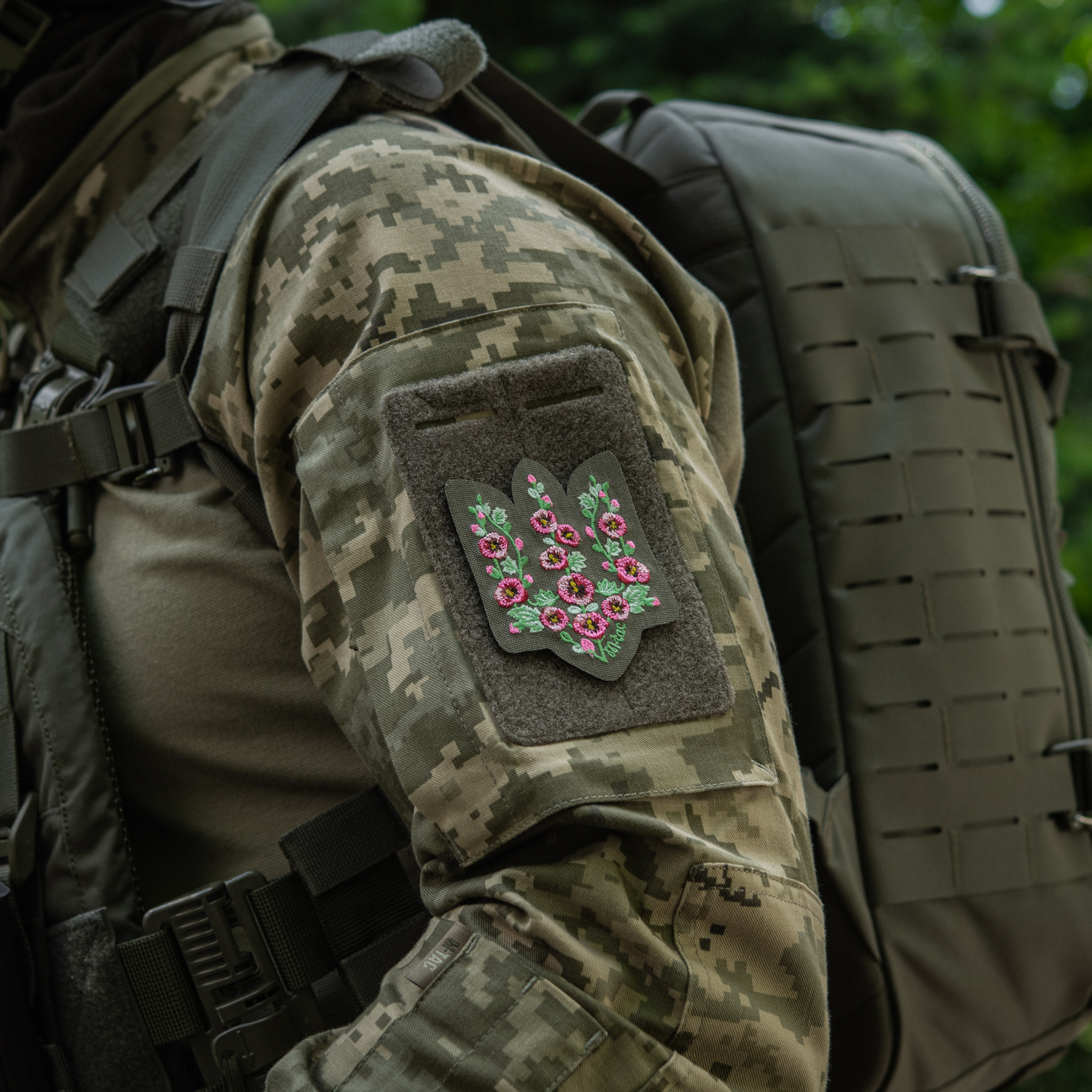 M-Tac нашивка Тризуб рожеві Мальви (вишивка) Ranger Green — 13