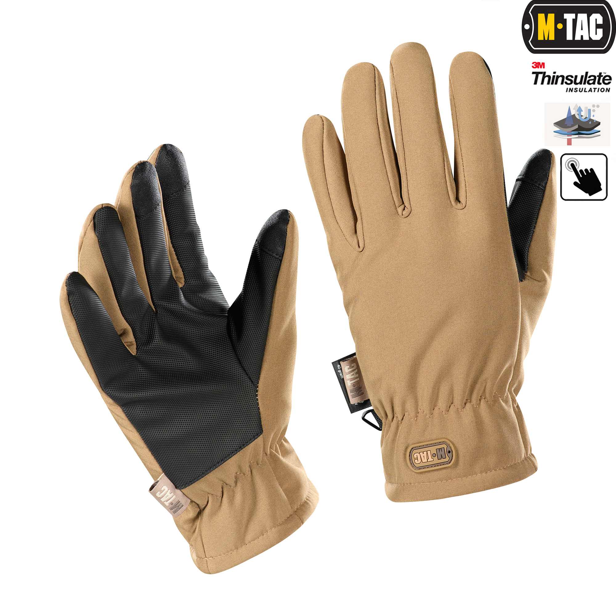 M-Tac перчатки Soft Shell Thinsulate Coyote Brown — 2