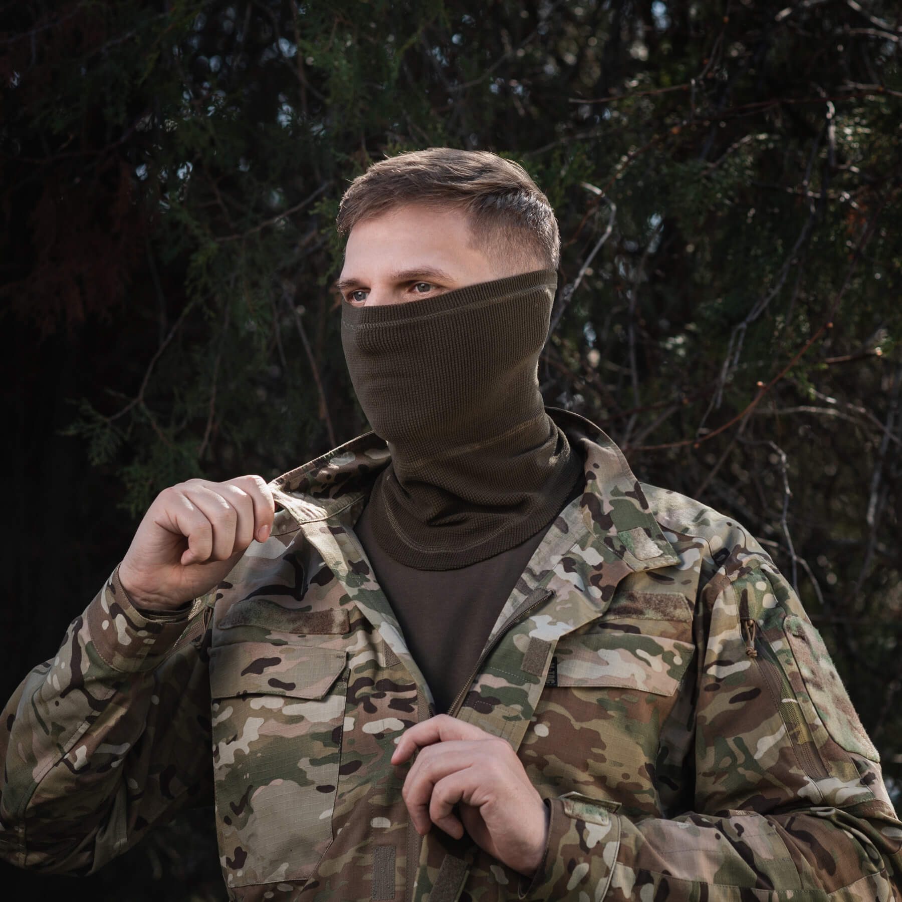 M-Tac шарф-труба анатомический микрофлис рип-стоп Dark Olive — 13