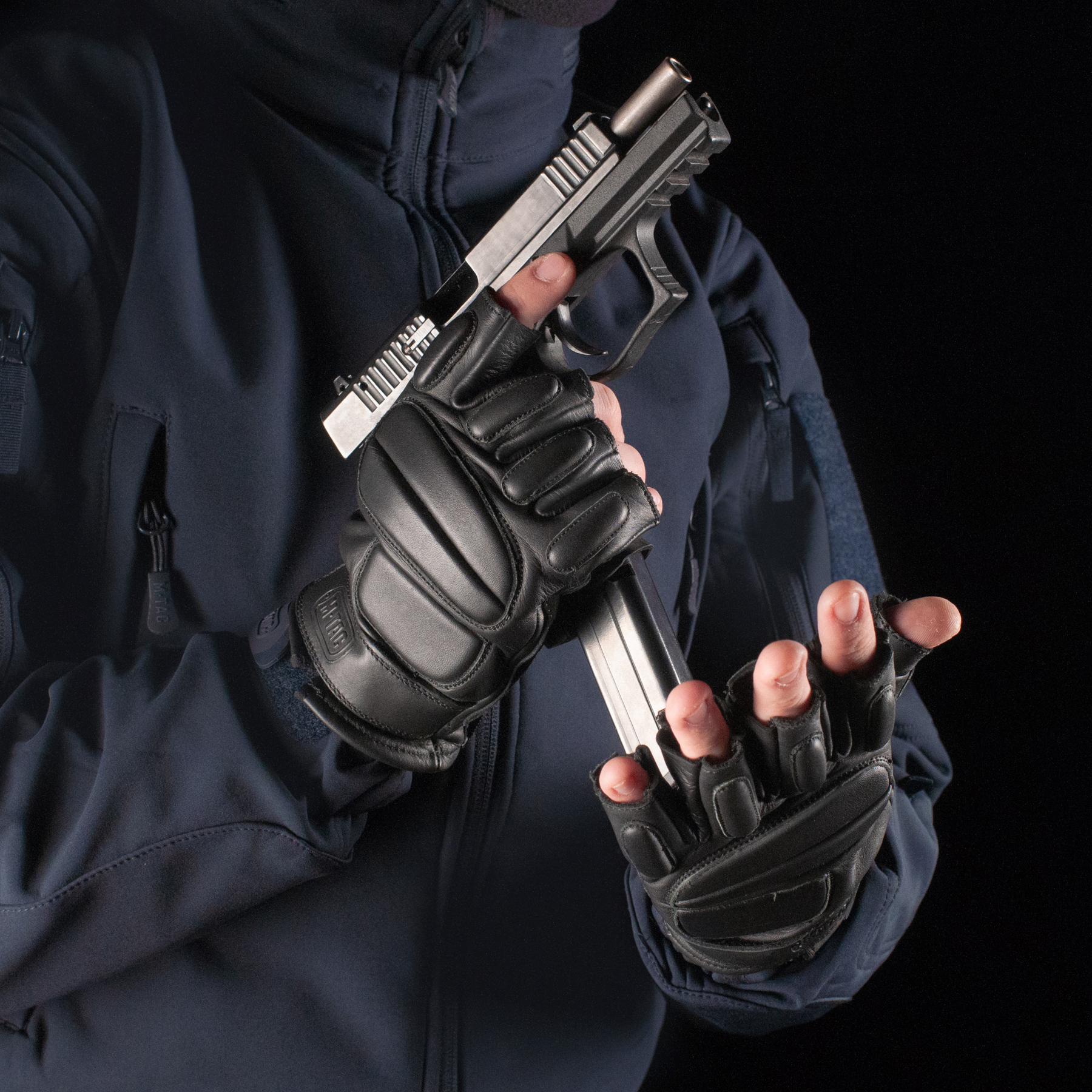 M-Tac перчатки беспалые кожаные Assault Mk.1 Black — 7