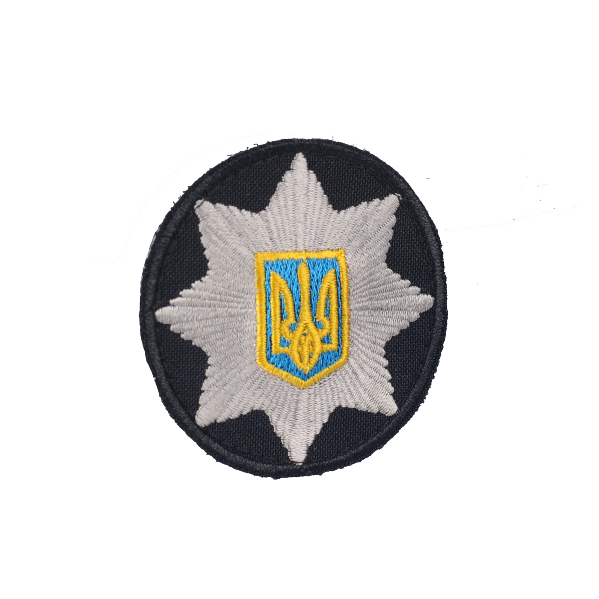 Кокарда Полиция круглая 6 см на липучке черная — 3