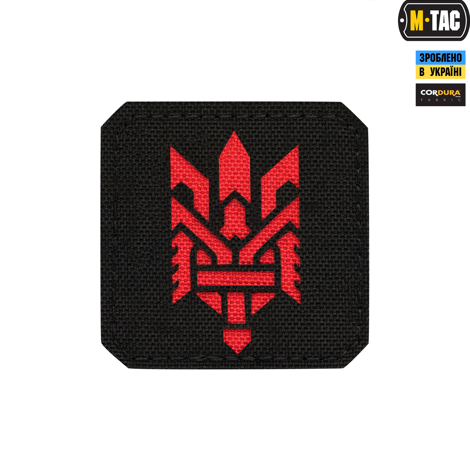 M-Tac нашивка Тризуб (стилизация) Laser Cut малая Black/Red — 2