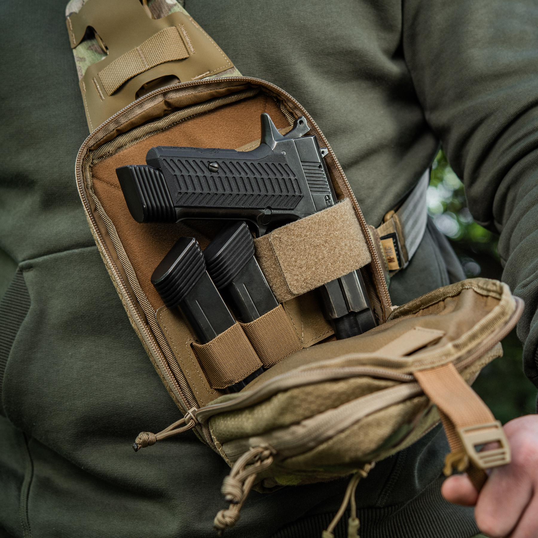 M-Tac сумка Sling Pistol Bag Elite Hex с липучкой Multicam/Coyote — 25