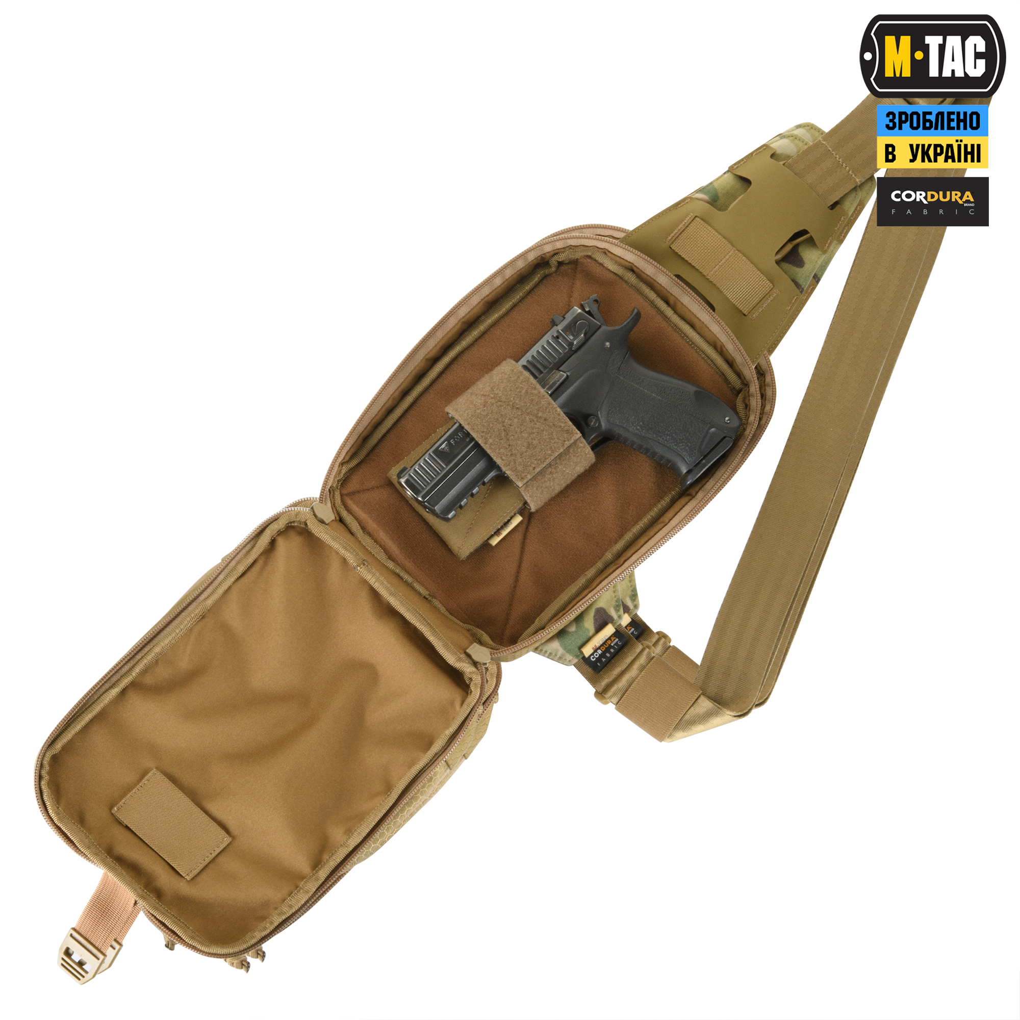 M-Tac сумка Sling Pistol Bag Elite Hex с липучкой Multicam/Coyote — 3