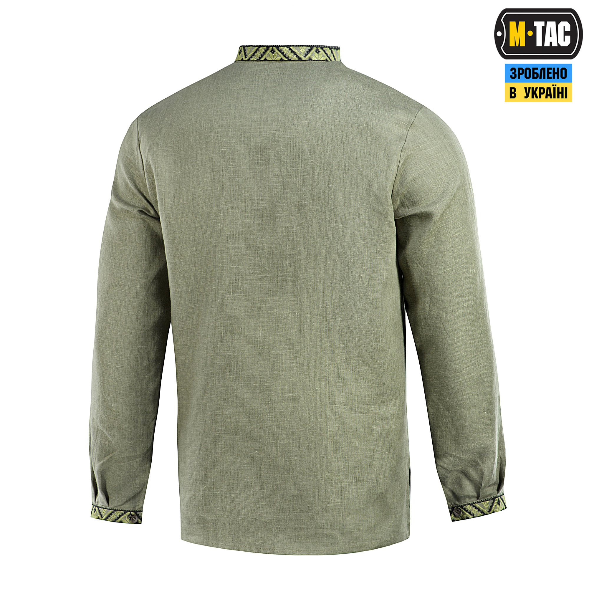 M-Tac вышиванка 100% лён олива — 5