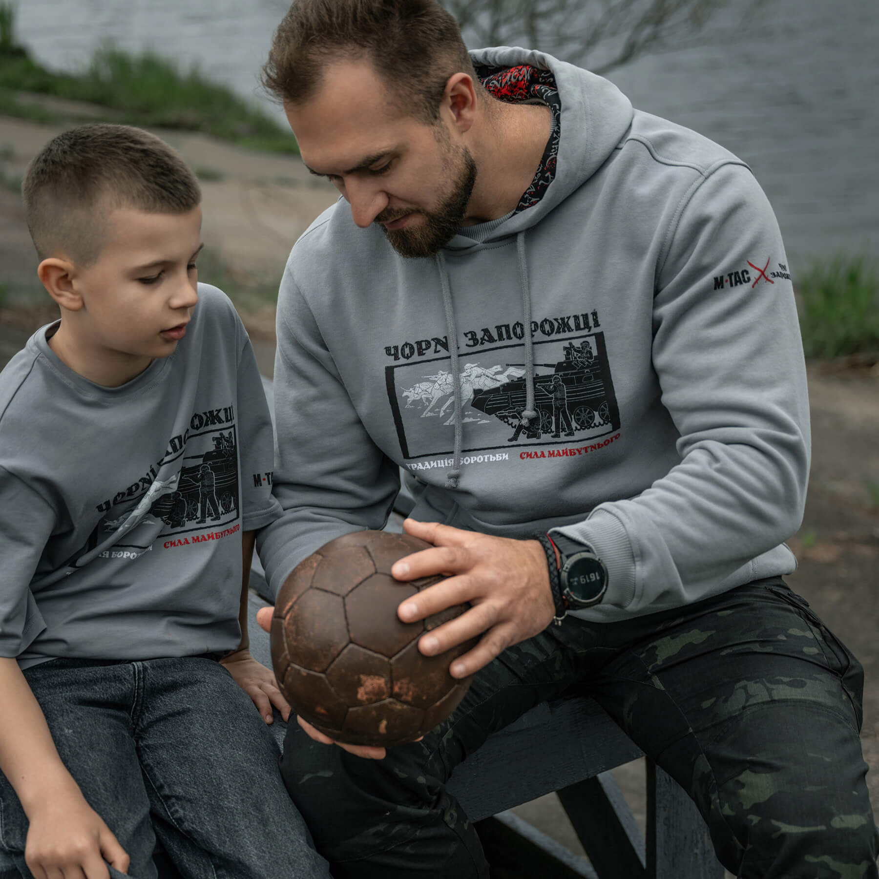 M-Tac кофта Hoodie Чорні Запорожці Cotton Hard Light Grey — 17