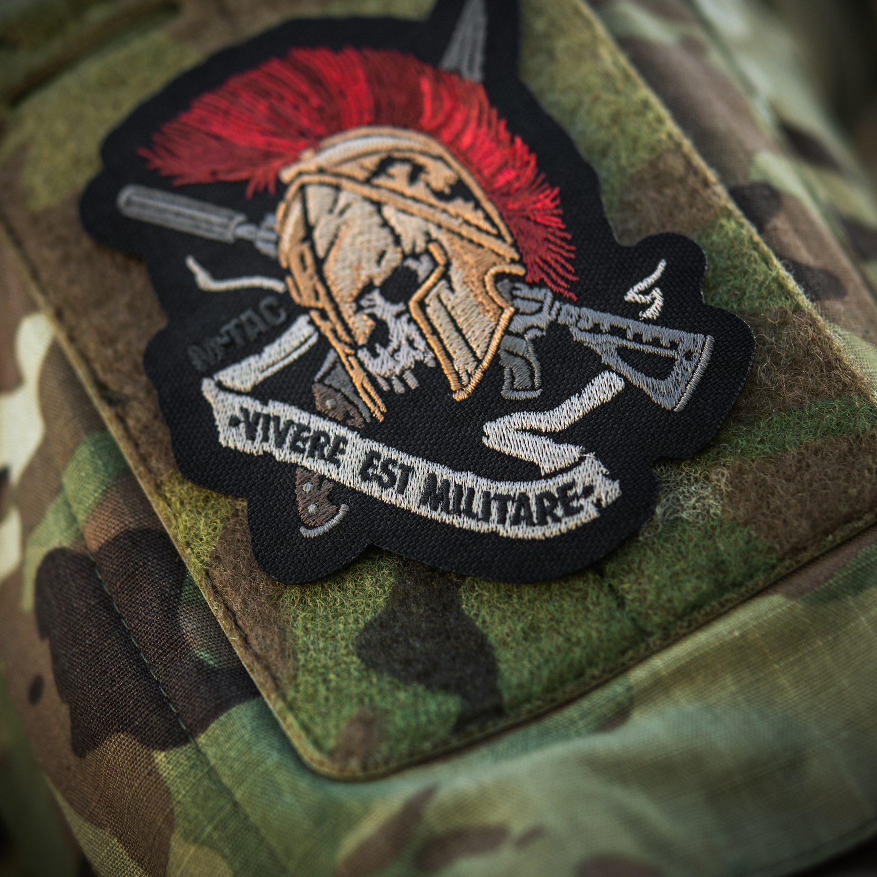M-Tac нашивка шлем Vivere Est Militare (вышивка) — 13