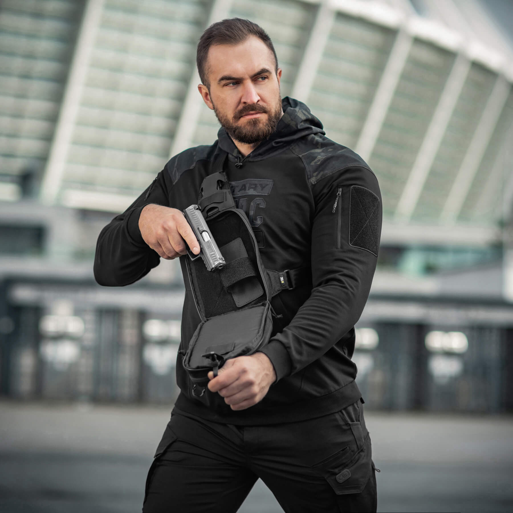 M-Tac сумка Sling Pistol Bag Hex с липучкой Black — 34