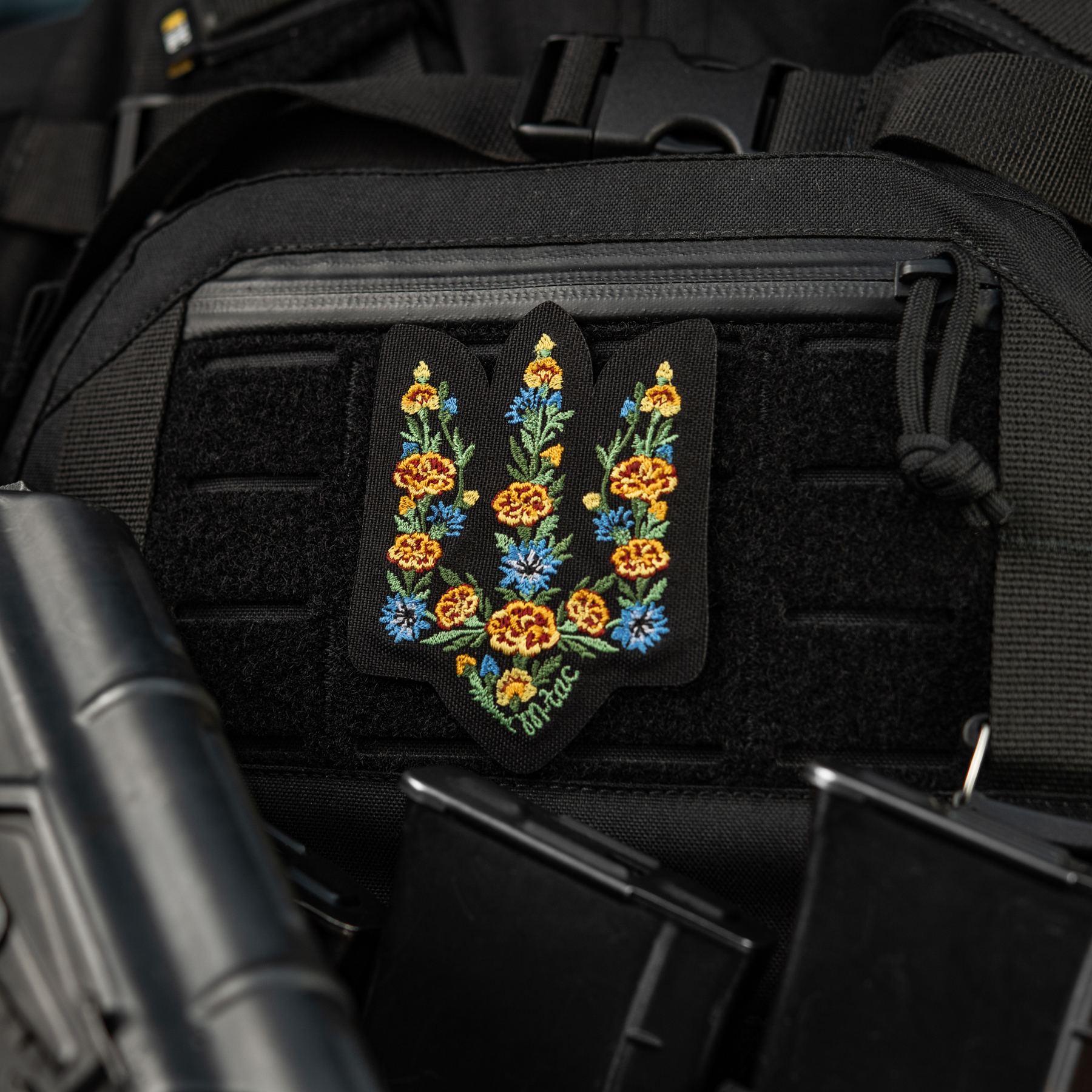M-Tac нашивка Тризуб Чорнобривці (вишивка) Black — 4