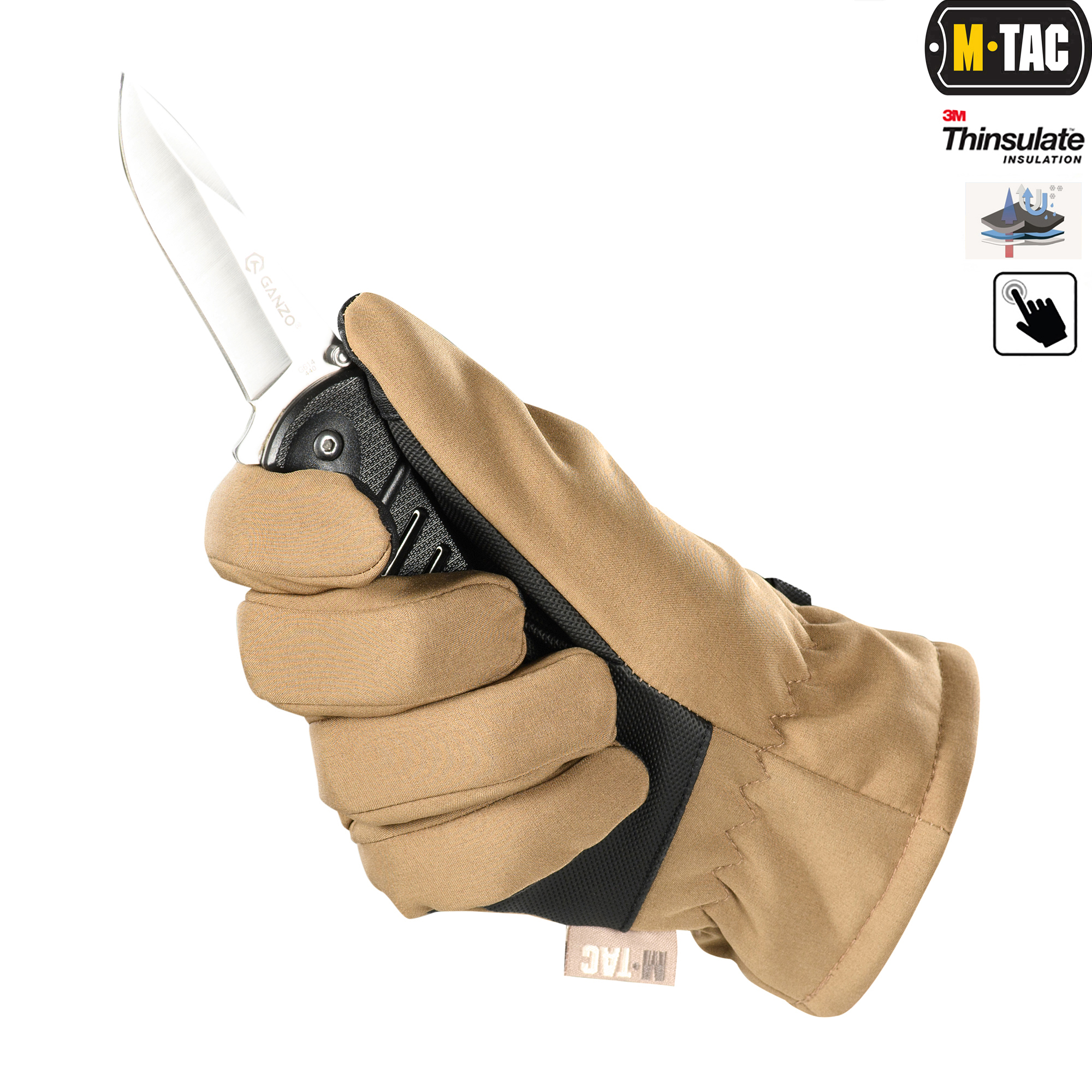 M-Tac перчатки Soft Shell Thinsulate Coyote Brown — 6
