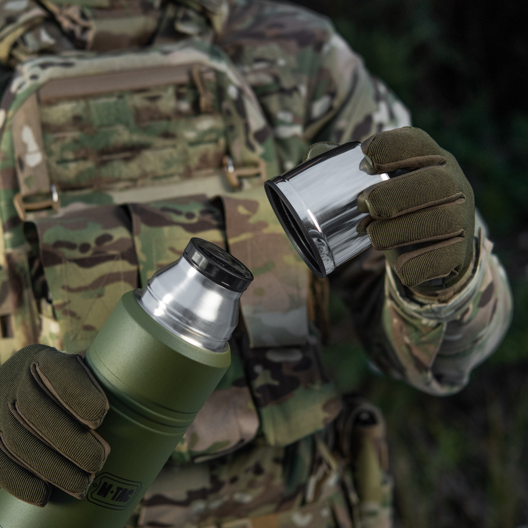 M-Tac термос 750 мл олива/нерж. — 12