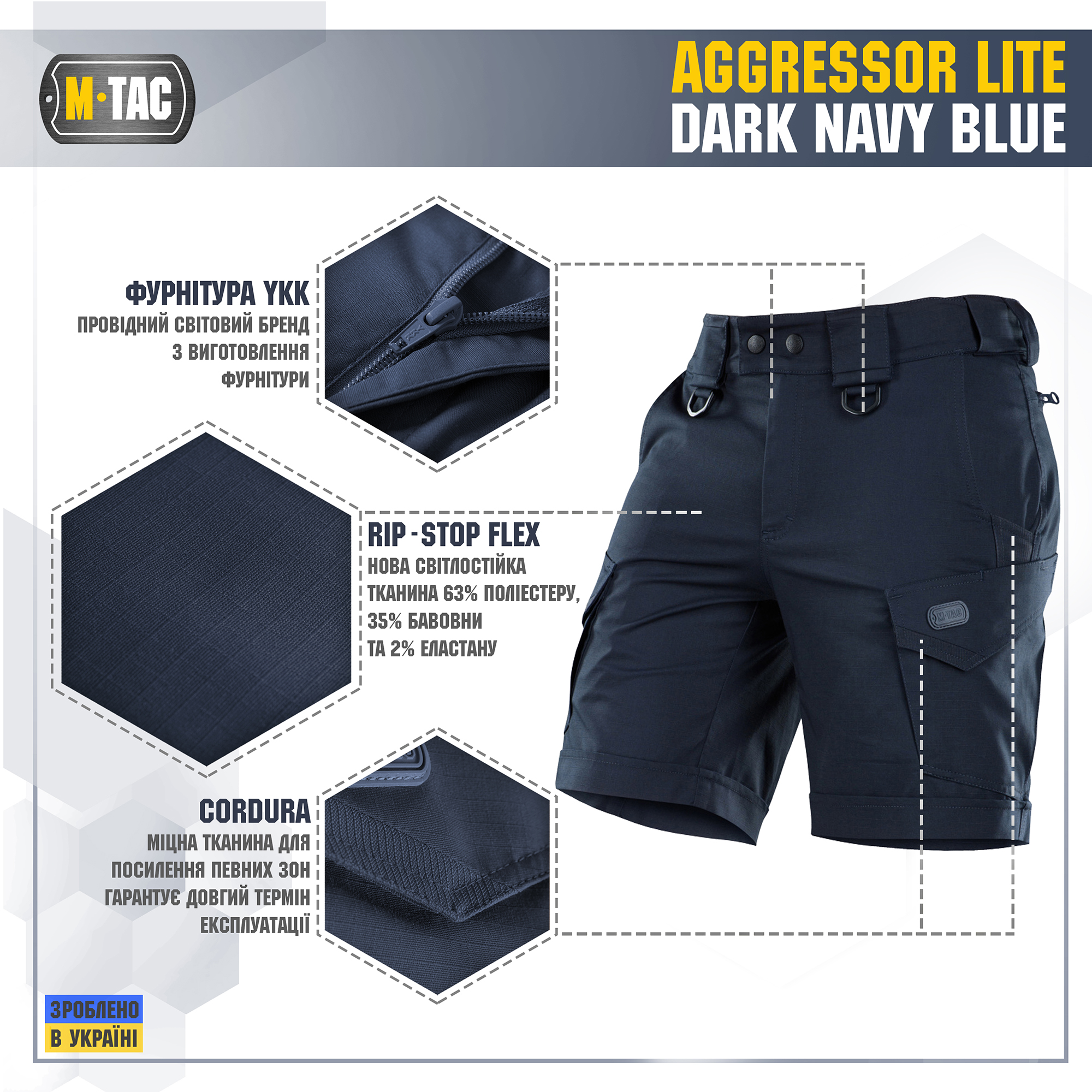 M-Tac шорты Aggressor Short Dark Navy Blue — 3