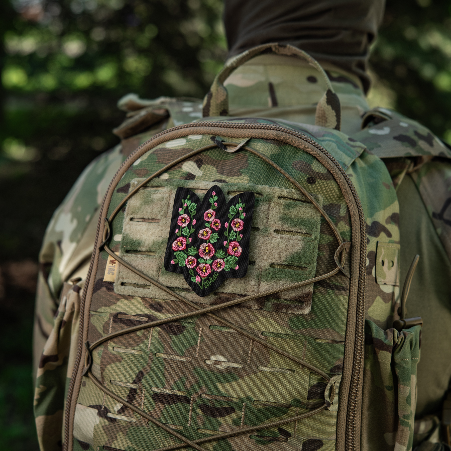 M-Tac нашивка Тризуб рожеві Мальви (вишивка) Black — 14