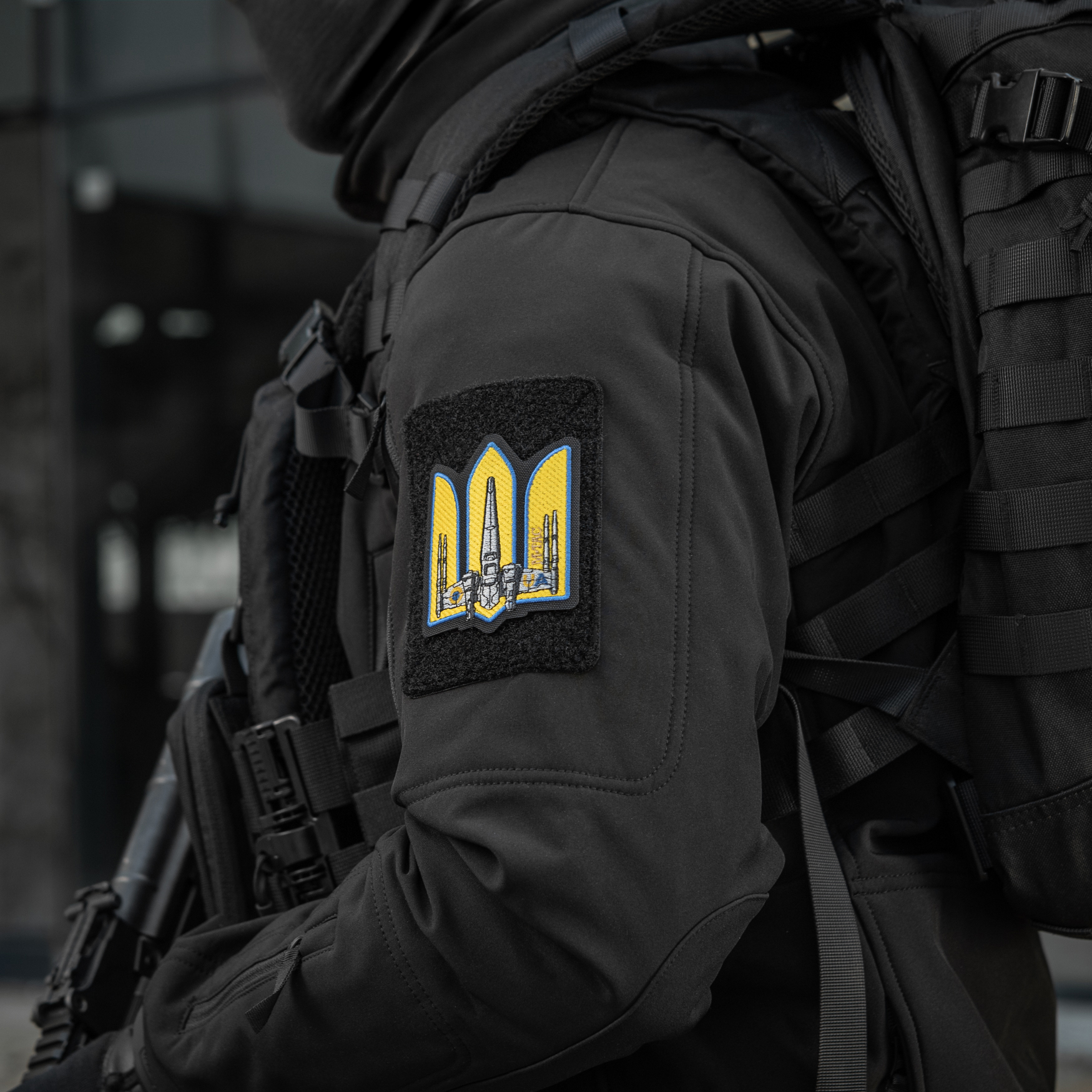 M-Tac нашивка Тризуб UA-Wing (вишивка) Black — 8