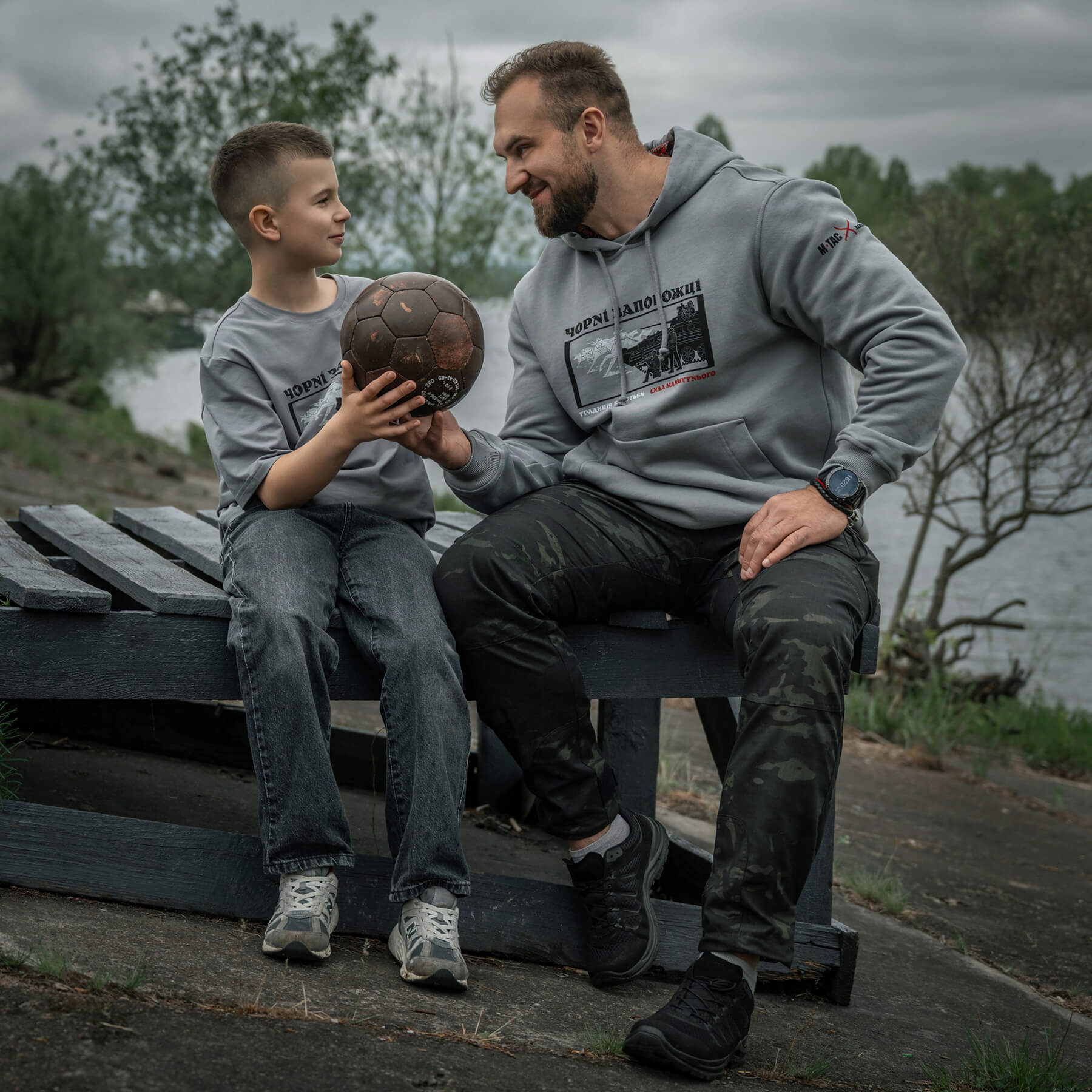 M-Tac кофта Hoodie Чорні Запорожці Cotton Hard Light Grey — 20