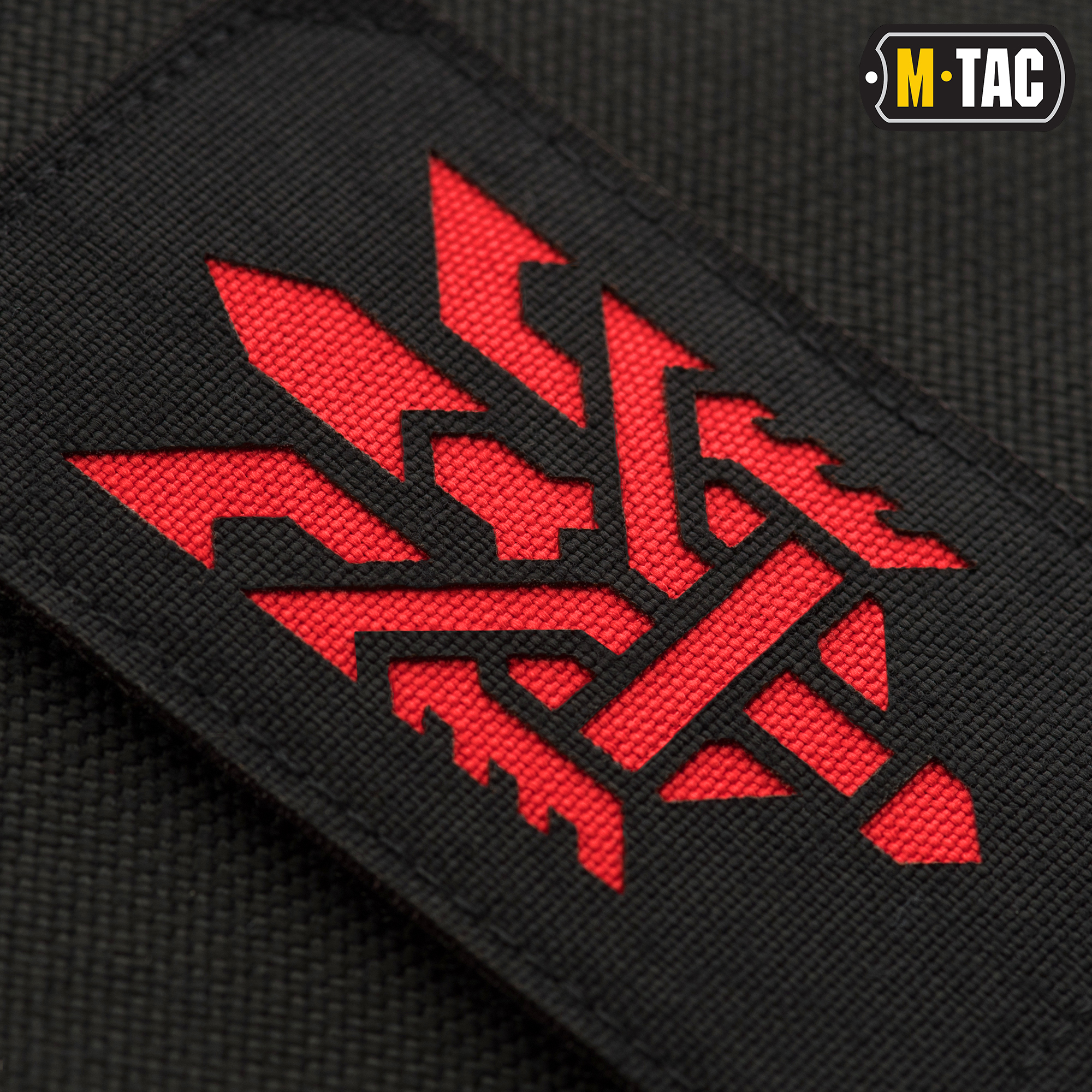 M-Tac нашивка Тризуб (стилизация) Laser Cut вертикальная Black/Red — 3