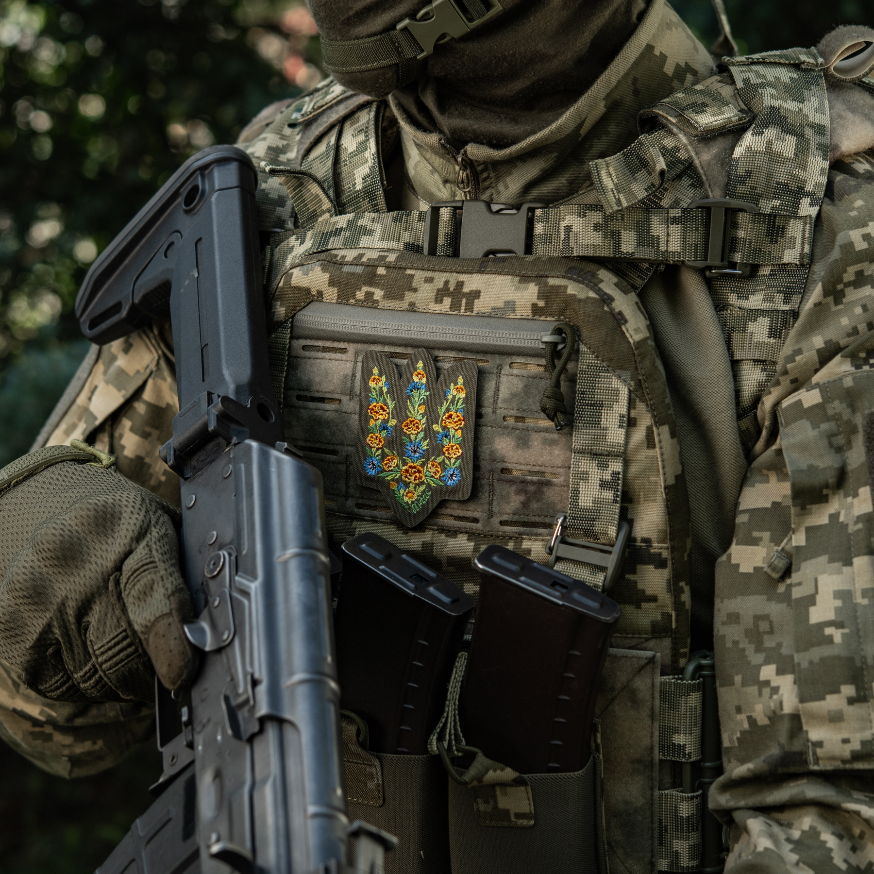 M-Tac нашивка Тризуб Чорнобривці (вишивка) Ranger Green — 3