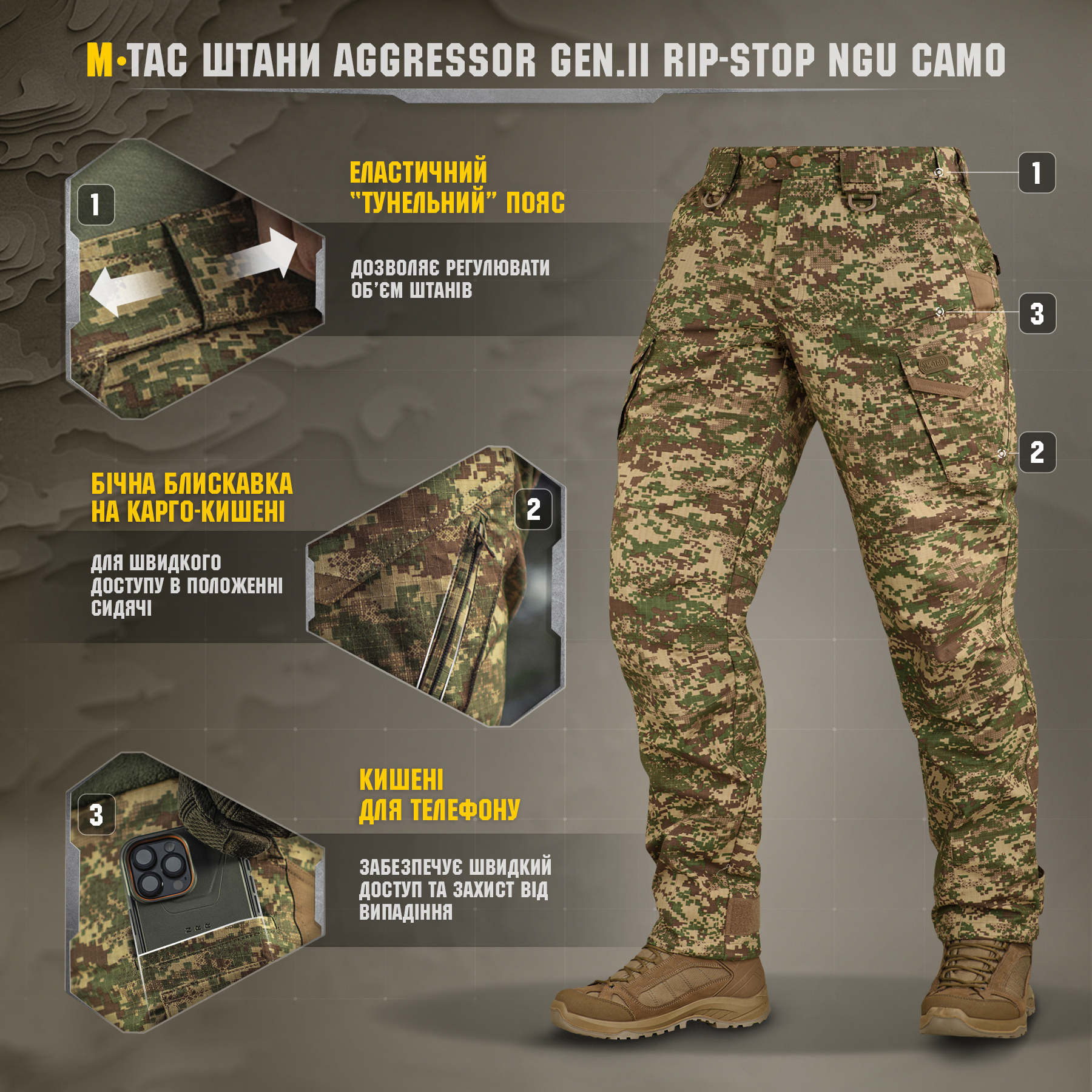M-Tac брюки Aggressor Gen.II Rip-Stop NGU Camo — 9