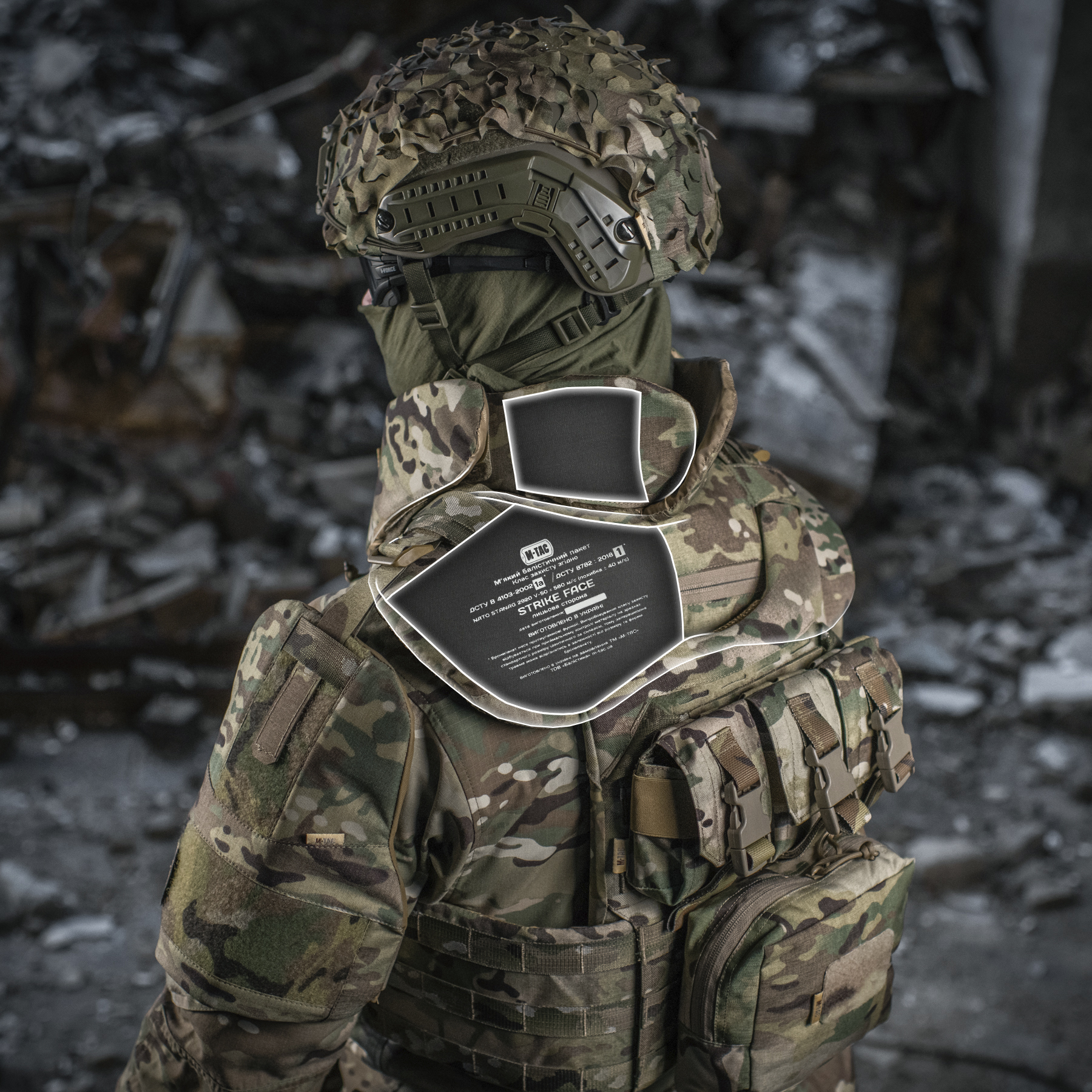 M-Tac Горжет с баллистическими пакетами 1 класс (FMS) для Cuirass QRS Multicam — 29