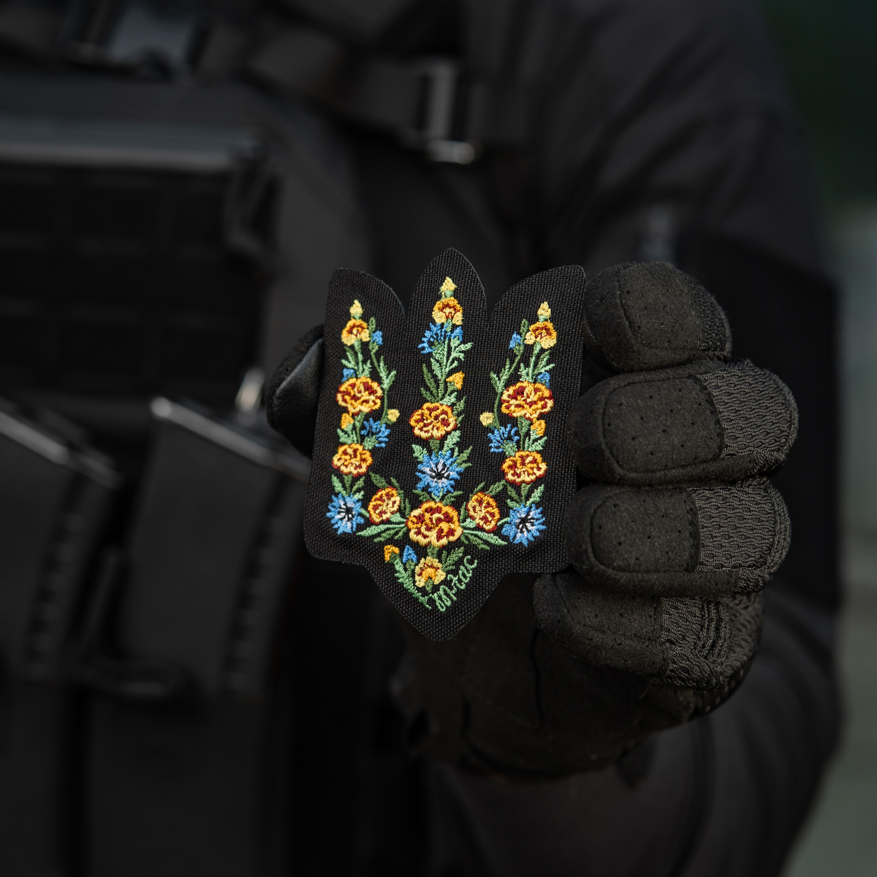 M-Tac нашивка Тризуб Чорнобривці (вишивка) Black — 9