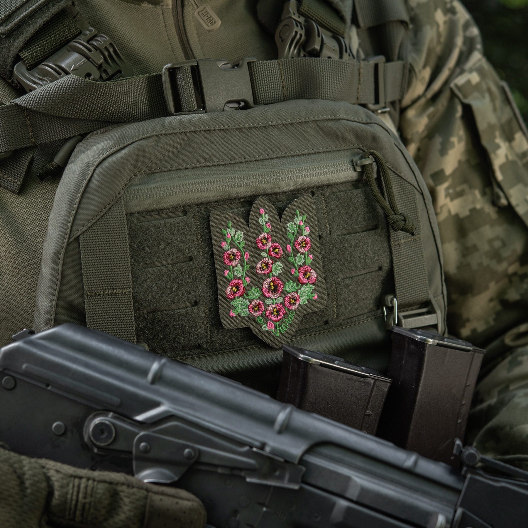 M-Tac нашивка Тризуб рожеві Мальви (вишивка) Ranger Green — 8