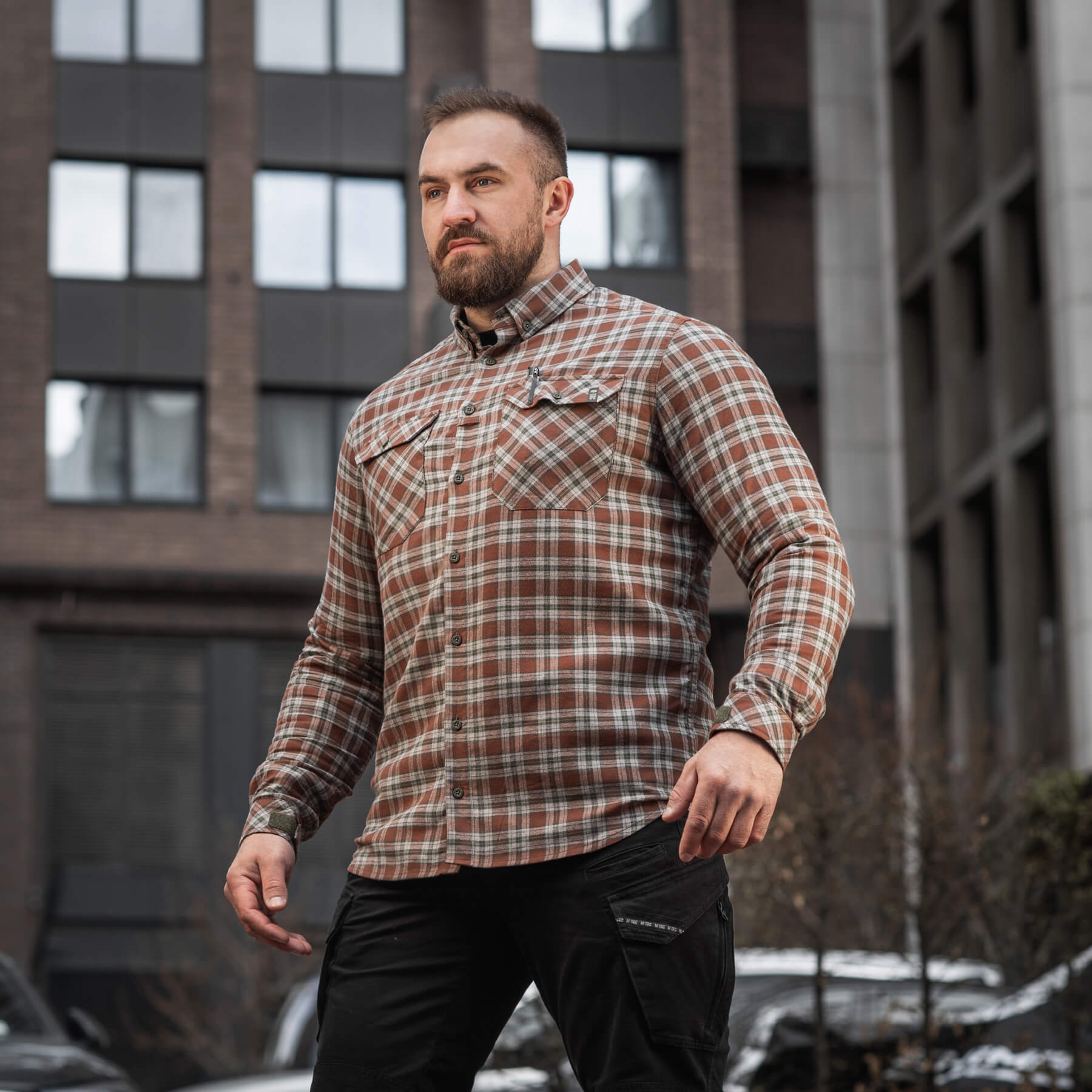 M-Tac рубашка Lumberjack Cotton Shirt Brown/Grey — 11