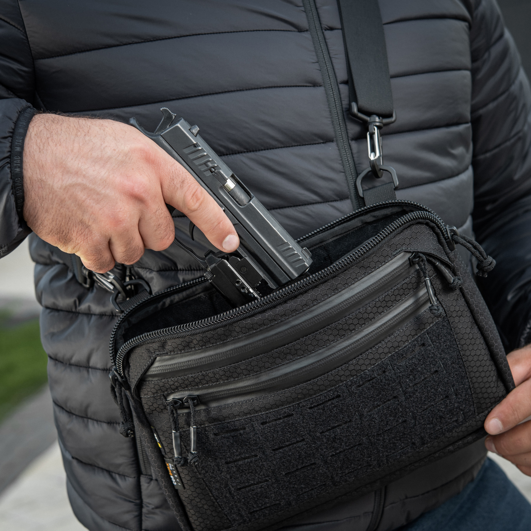 M-Tac сумка Admin Bag Medium Elite с липучкой Hex Black — 30