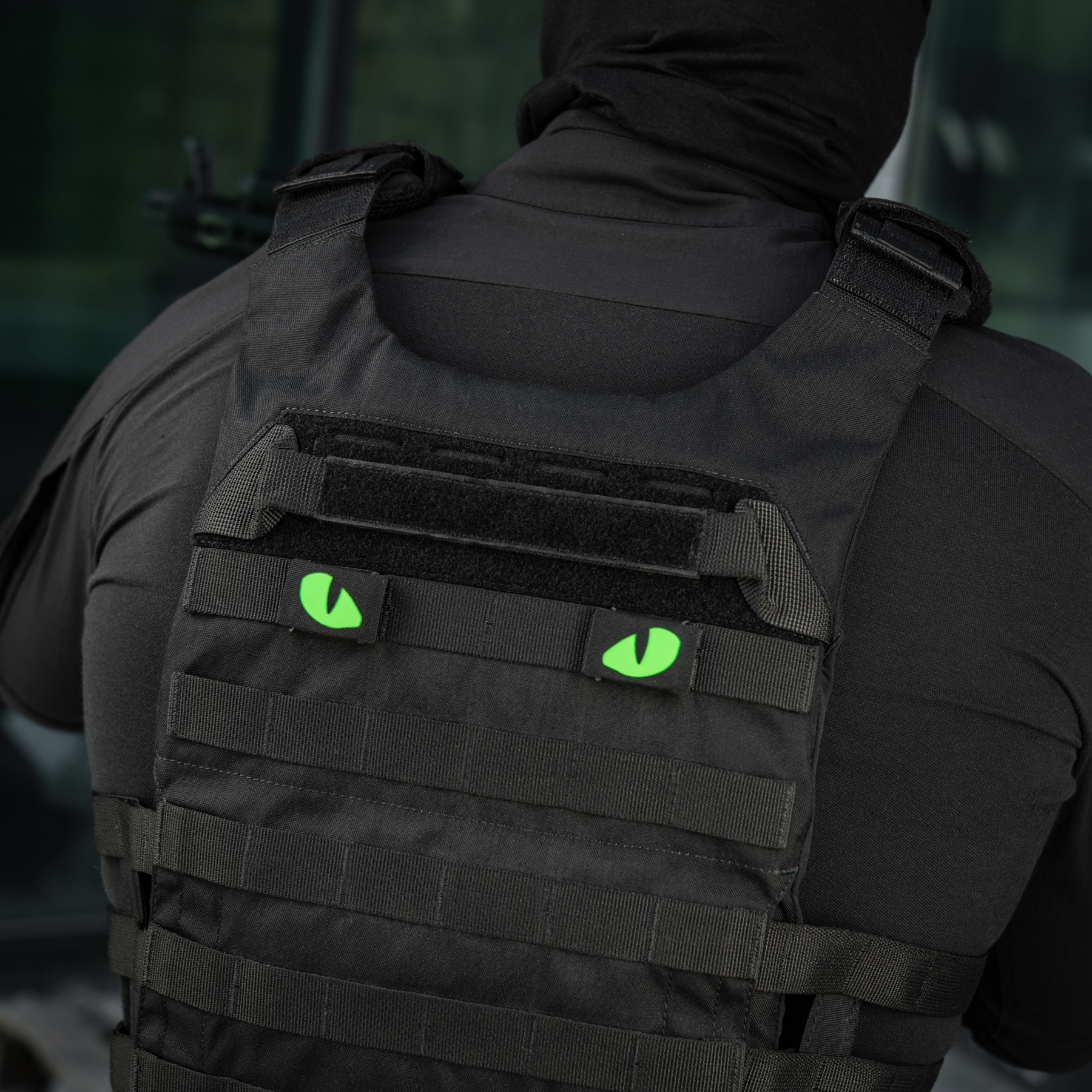 M-Tac нашивка Tiger Eyes Laser Cut (пара) Black/Green/GID — 16