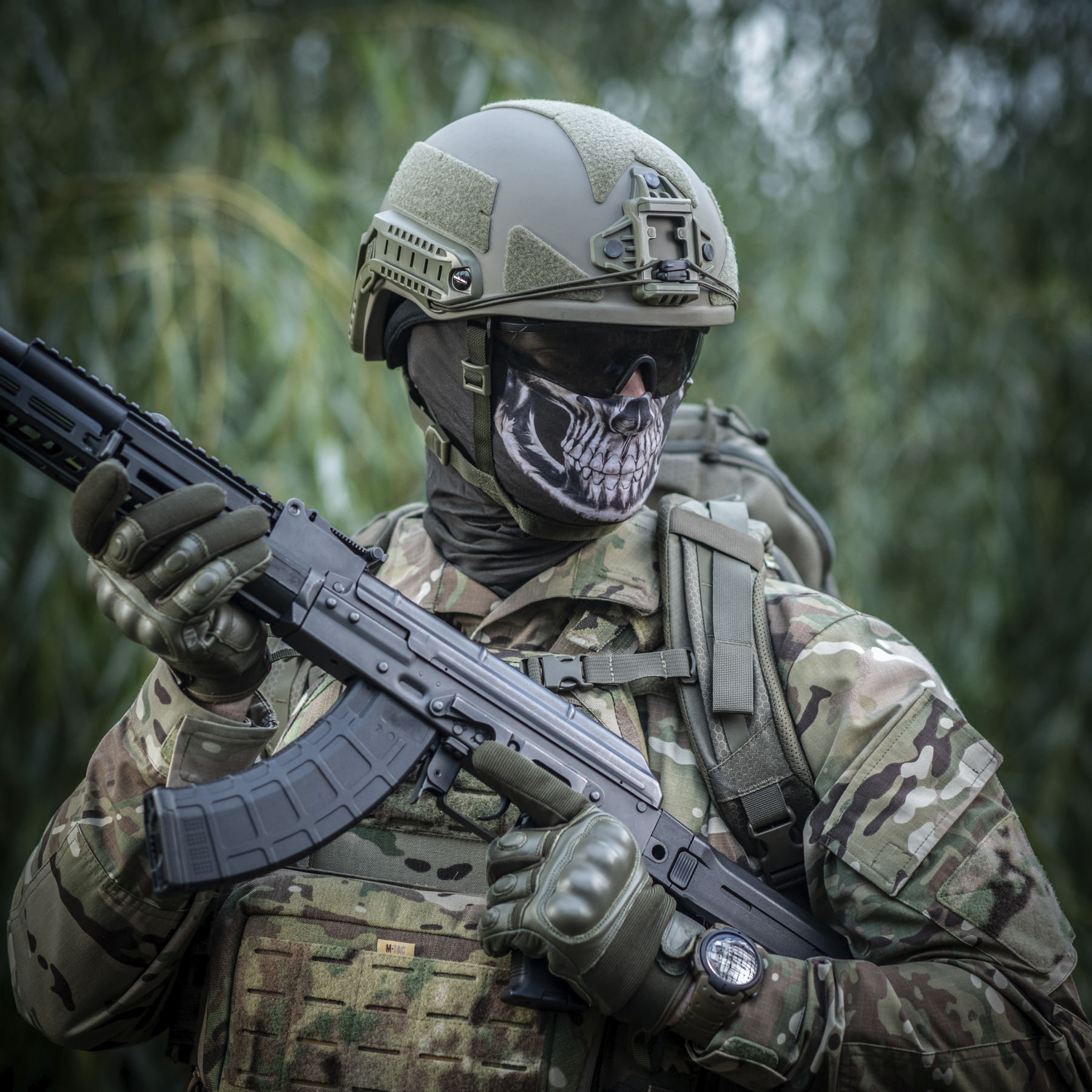 M-Tac шарф-труба облегченный Reaper Skull Olive — 11