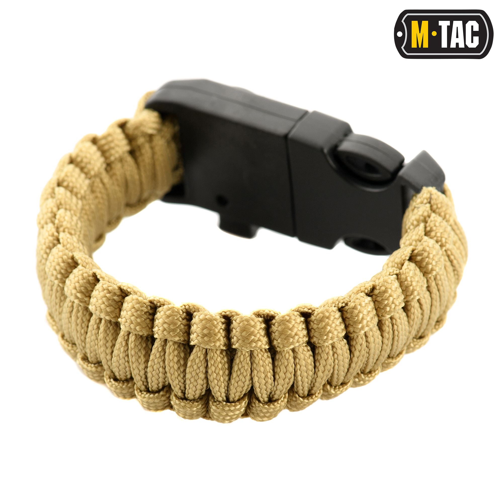 M-Tac браслет паракорд с искровысекателем, компасом и свистком Tan — 3