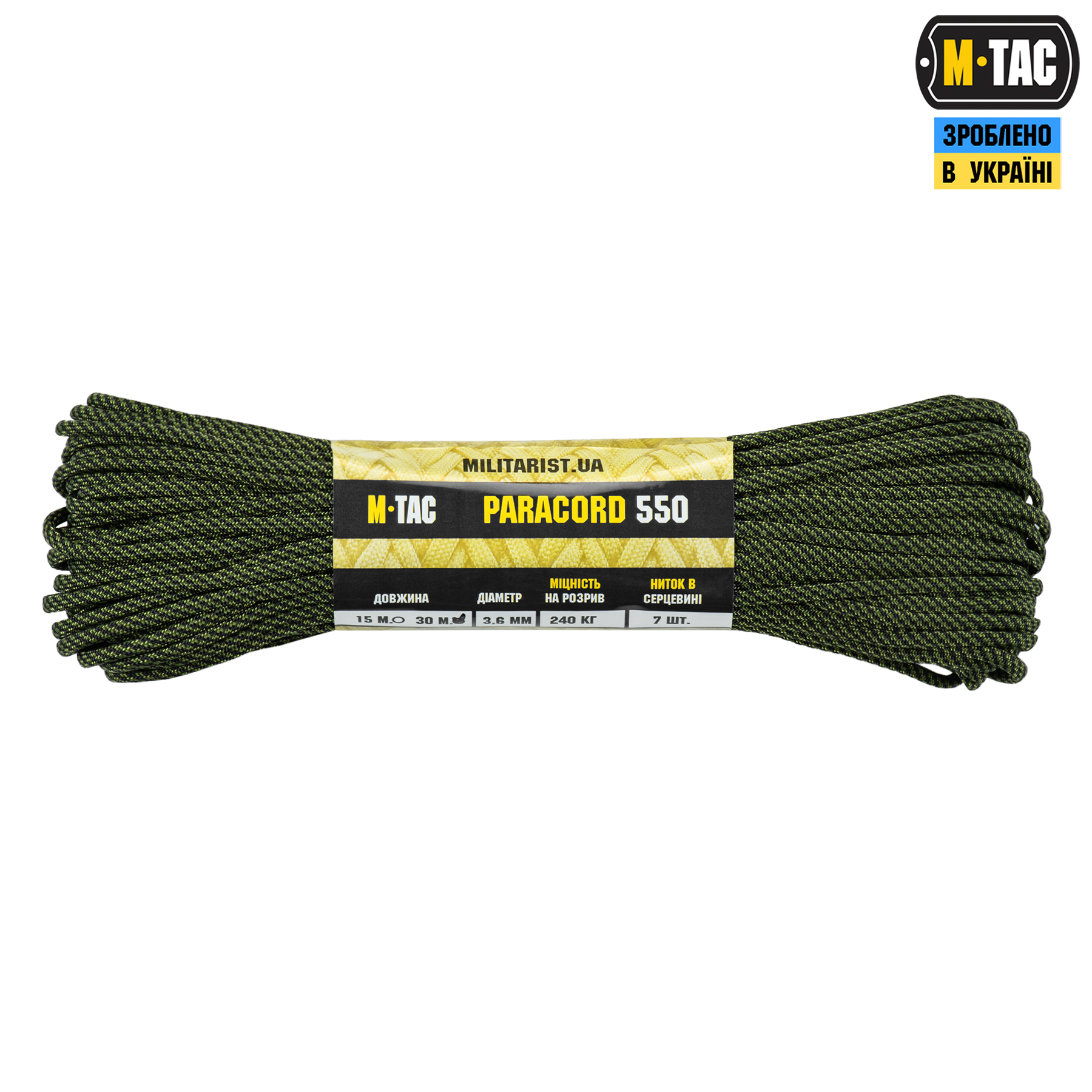 M-Tac паракорд 550 type III 30m Black/Grass Stairs — 2