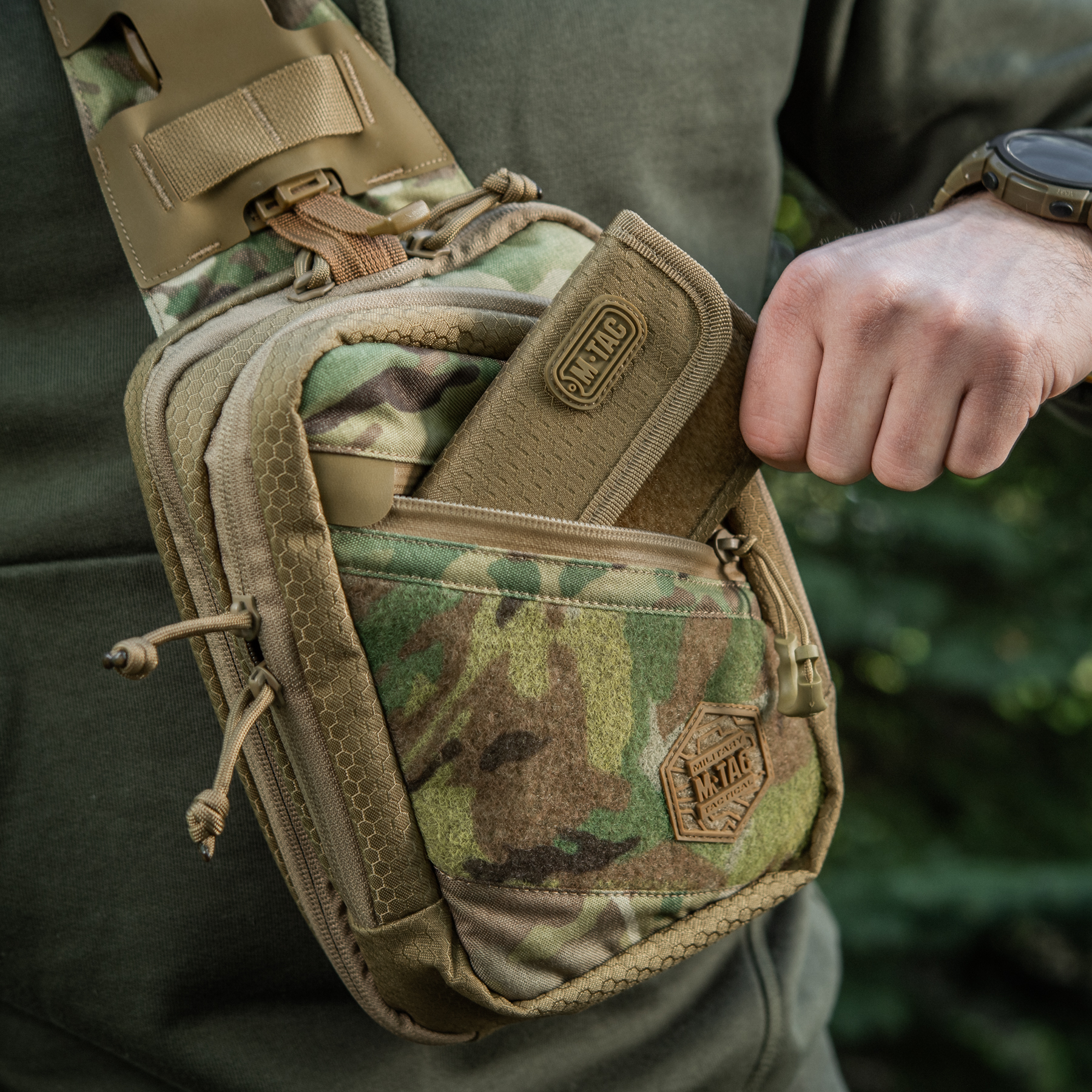 M-Tac сумка Sling Pistol Bag Elite Hex с липучкой Multicam/Coyote — 7