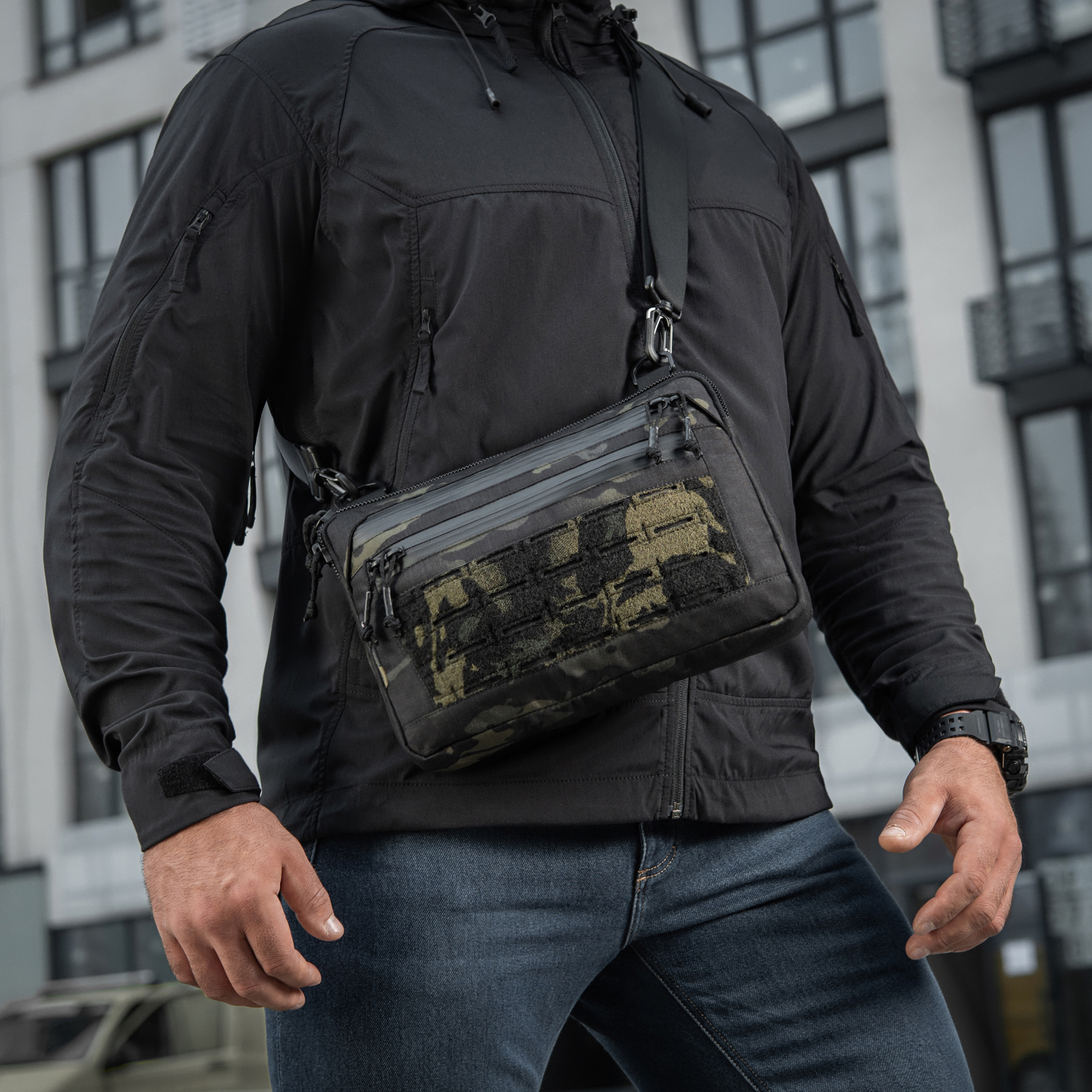 M-Tac сумка Admin Bag Medium Elite с липучкой Multicam Black/Black — 14