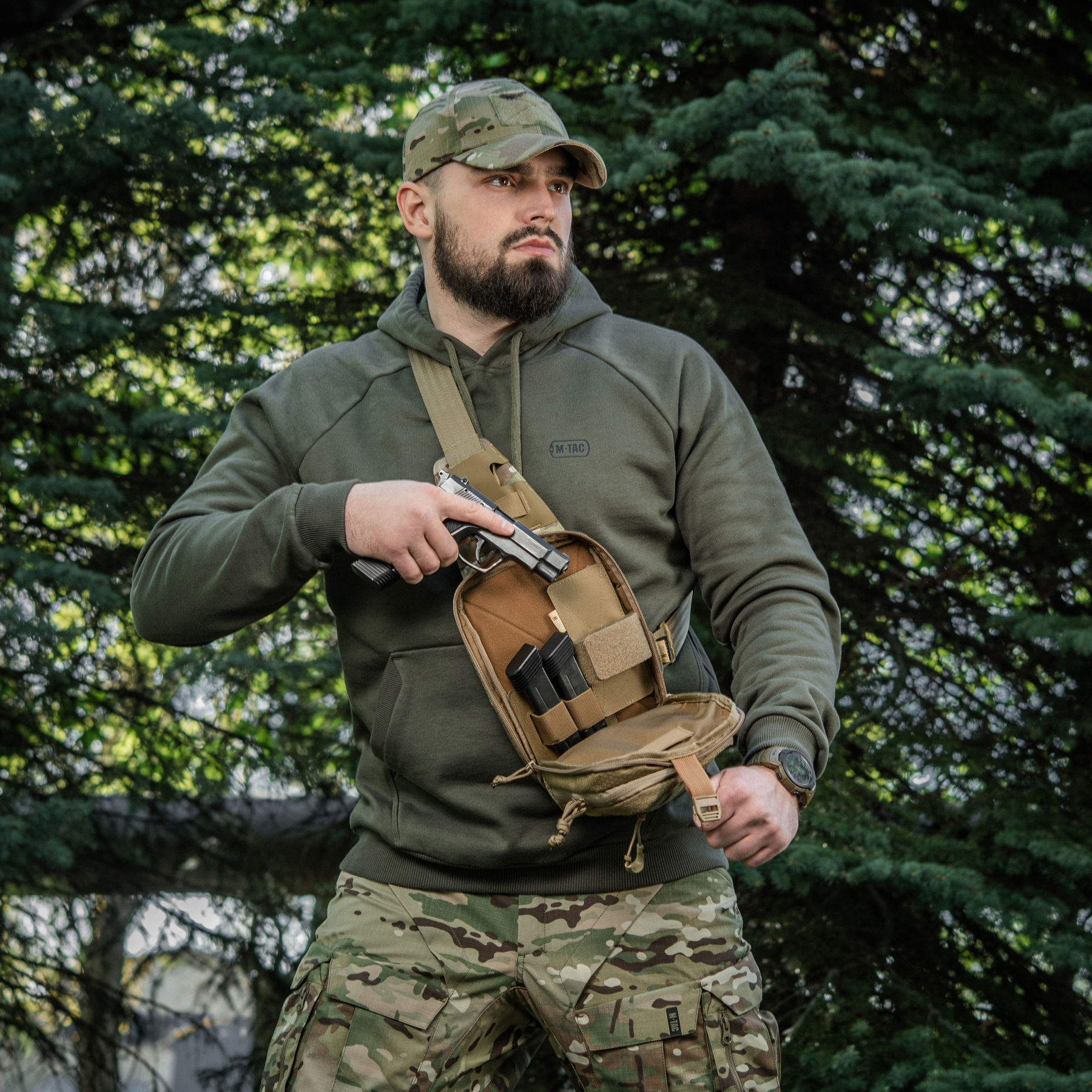 M-Tac сумка Sling Pistol Bag Elite Hex с липучкой Multicam/Coyote — 6