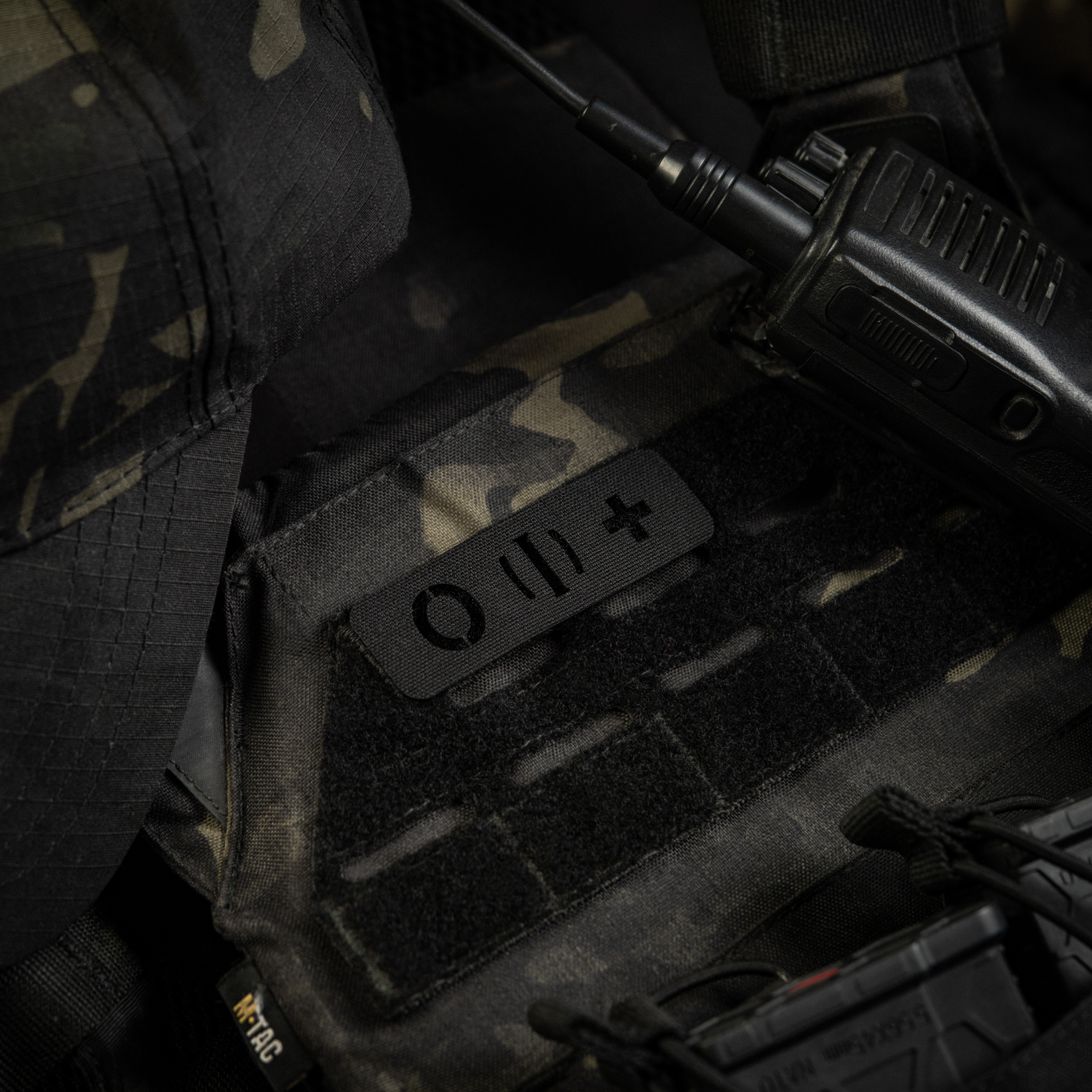 M-Tac нашивка группа крови O (I) + сквозная Laser Cut 25х80 Black — 3
