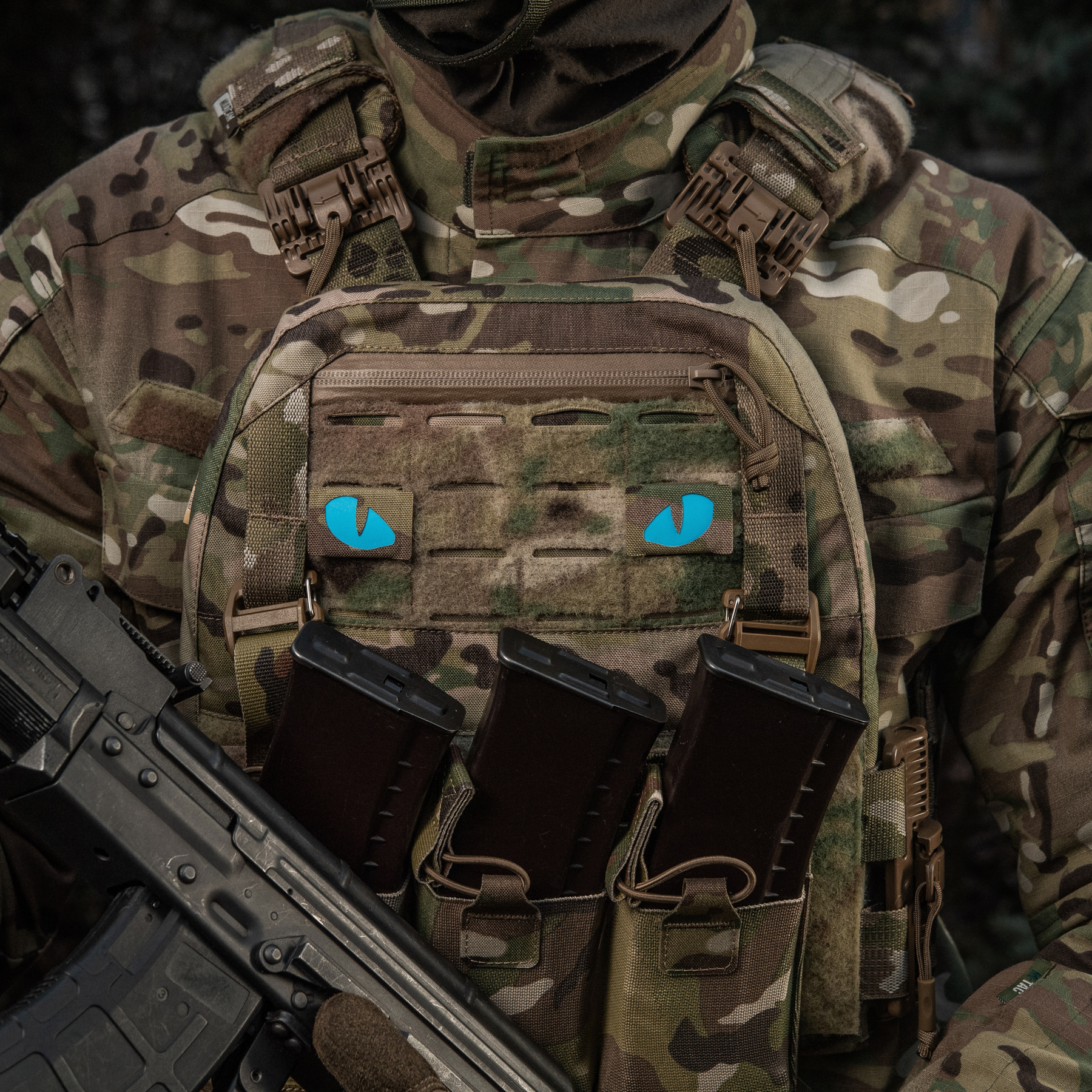 M-Tac нашивка Tiger Eyes Laser Cut (пара) Multicam/Blue/GID — 8