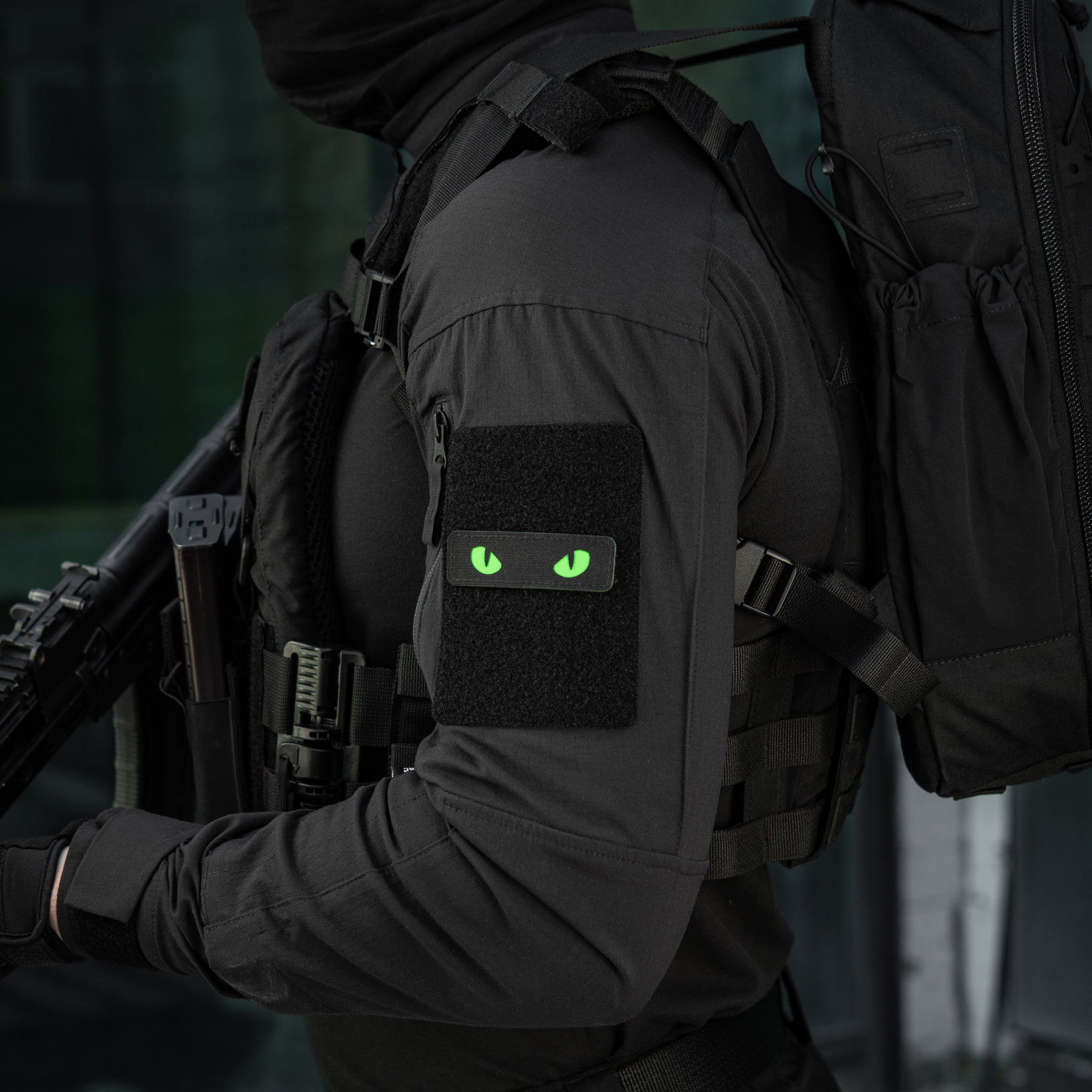 M-Tac нашивка Cat Eyes Laser Cut Black/Green/GID — 14