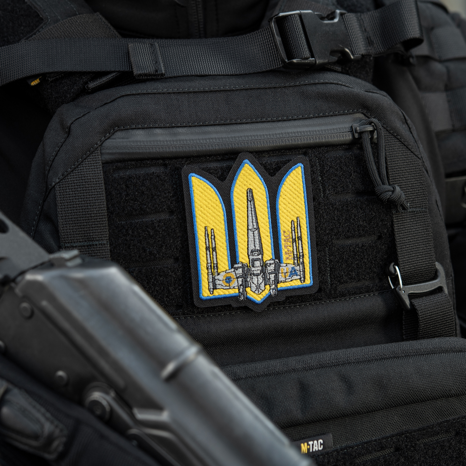 M-Tac нашивка Тризуб UA-Wing (вишивка) Black — 5