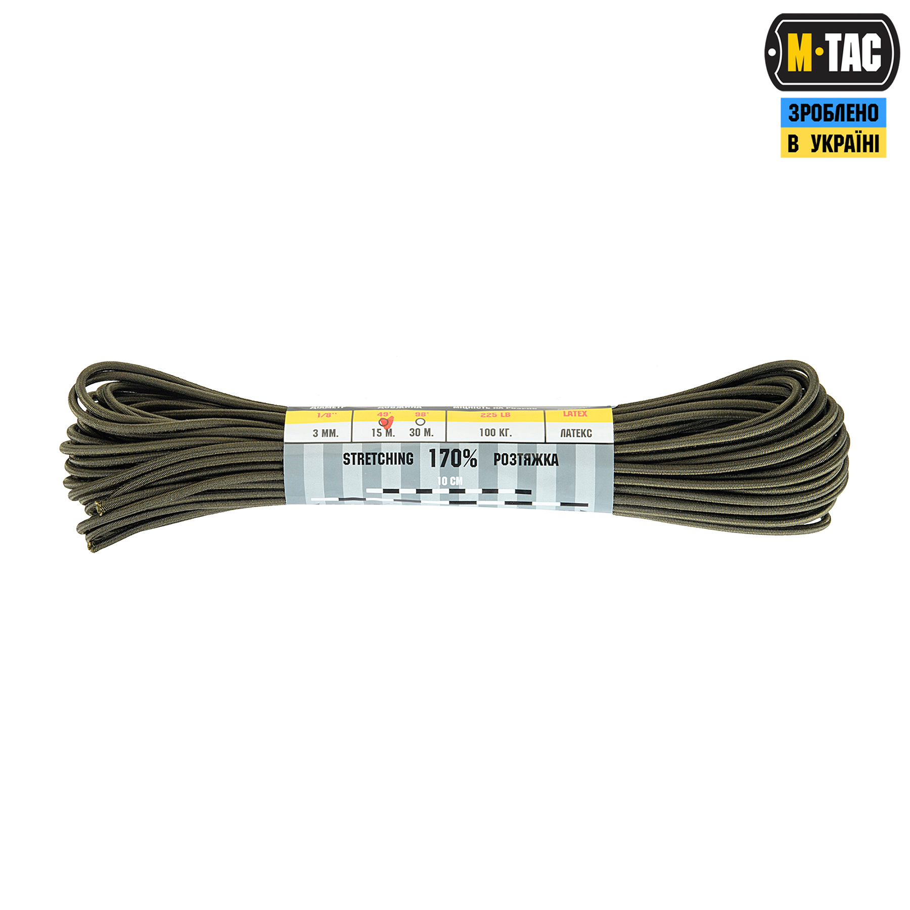 M-Tac паракорд Shock-Cord 3mm 15m OD Green — 3