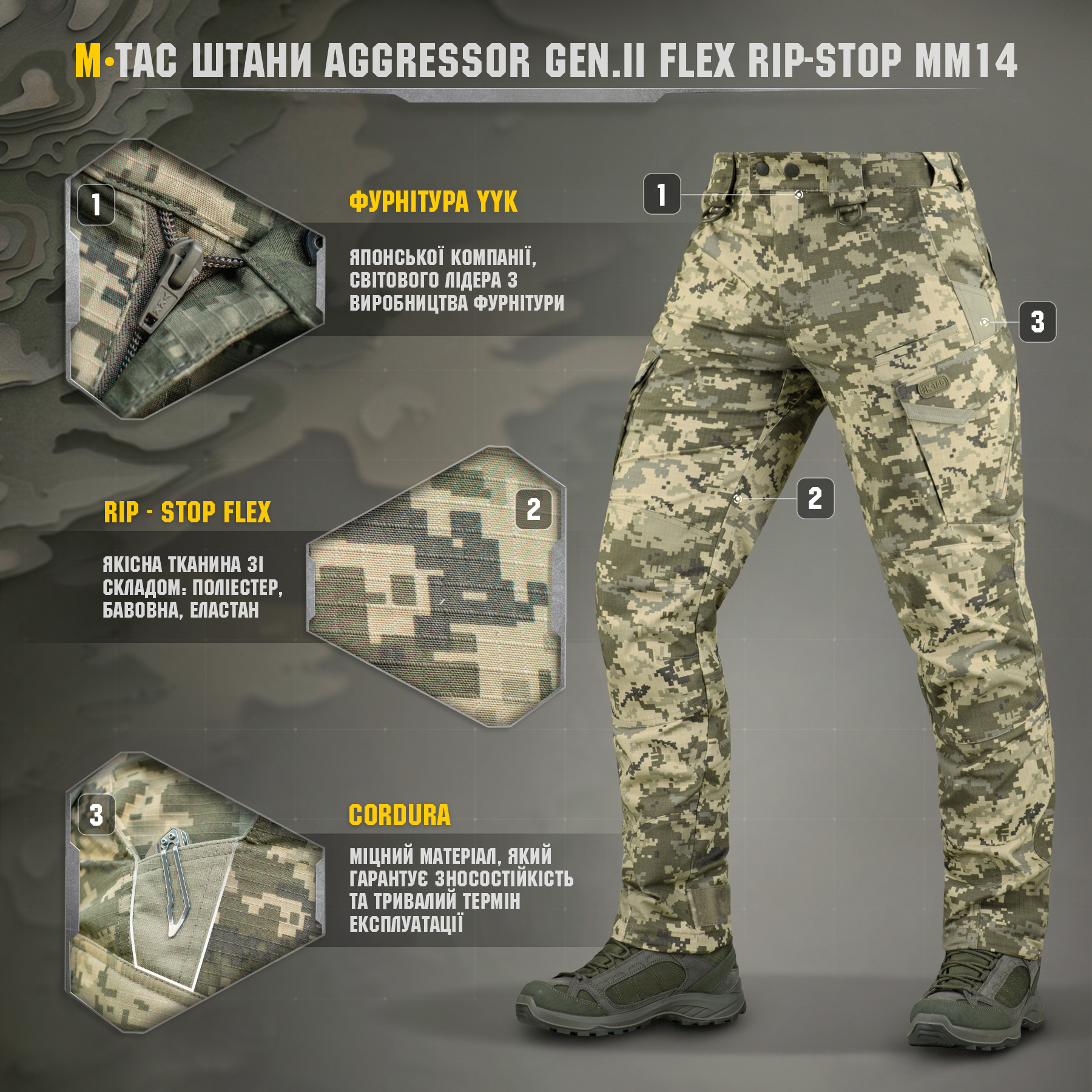 M-Tac брюки Aggressor Gen.II Flex Rip-Stop MM14 — 7