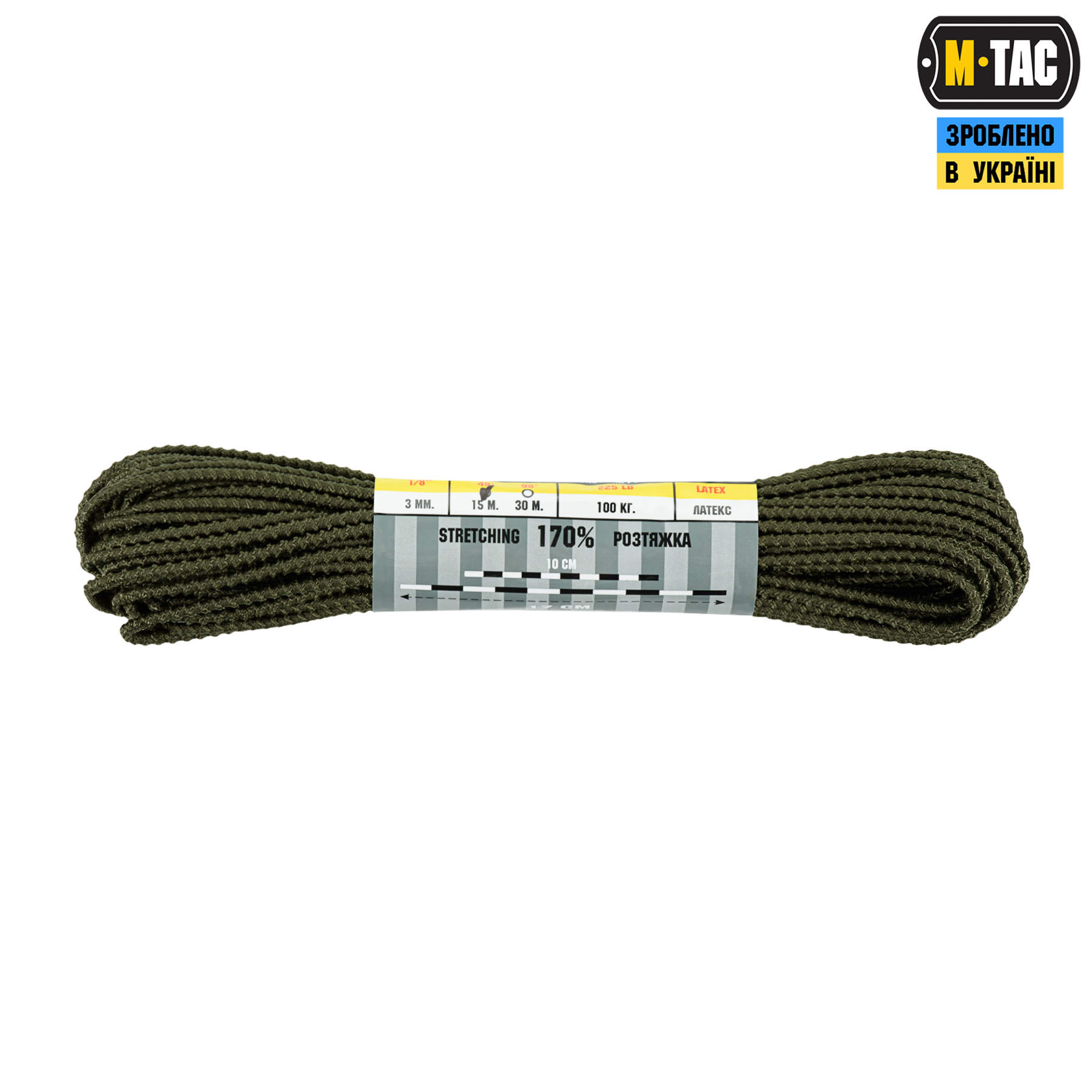 M-Tac паракорд Shock-Cord 3mm 15m Dragon Skin OD Green — 3
