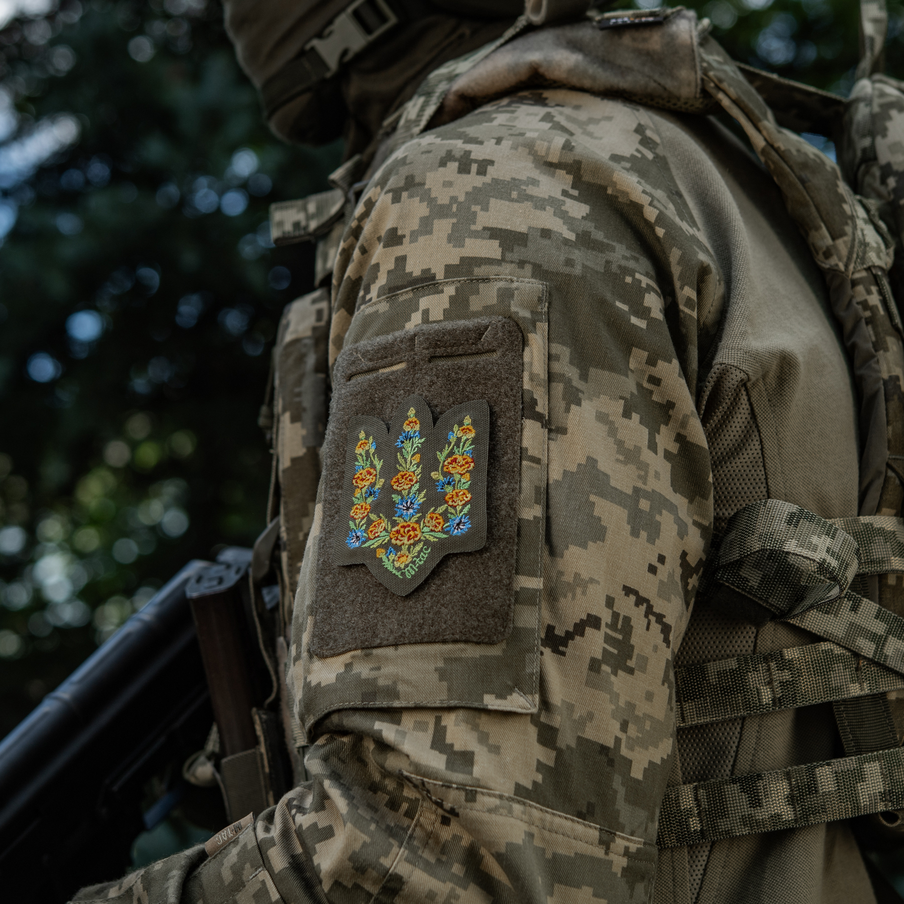 M-Tac нашивка Тризуб Чорнобривці (вишивка) Ranger Green — 12
