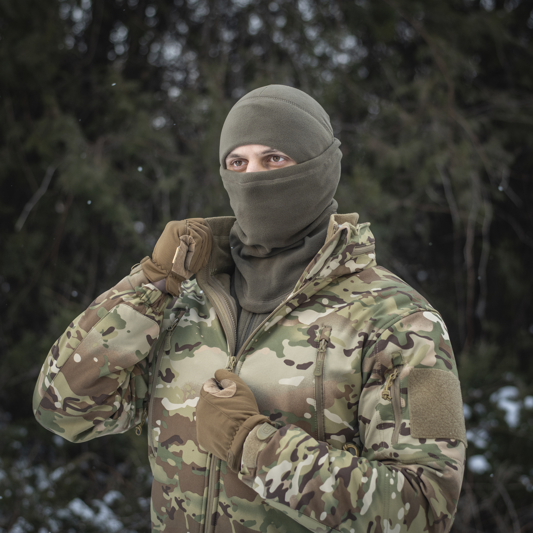 M-Tac шарф-труба анатомический с затяжкой Polartec Dark Olive — 14