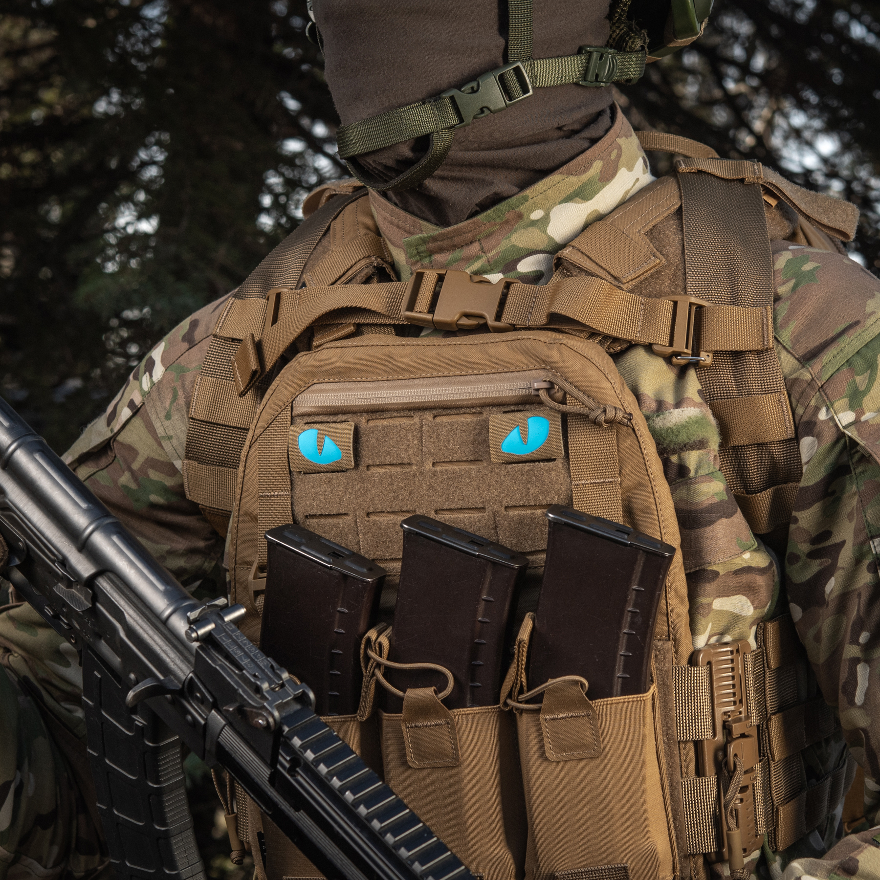 M-Tac нашивка Tiger Eyes Laser Cut (пара) Coyote/Blue/GID — 7