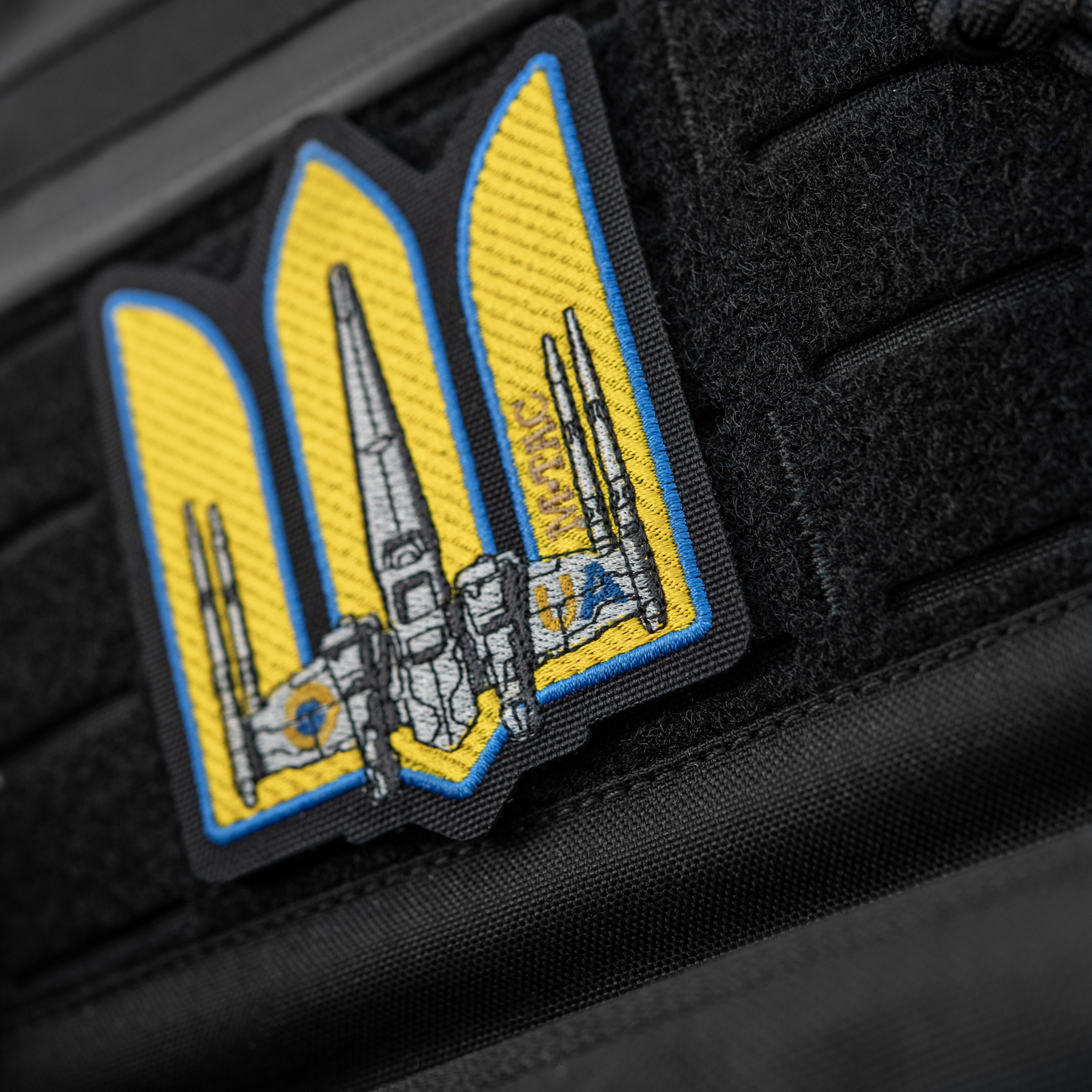 M-Tac нашивка Тризуб UA-Wing (вишивка) Black — 6