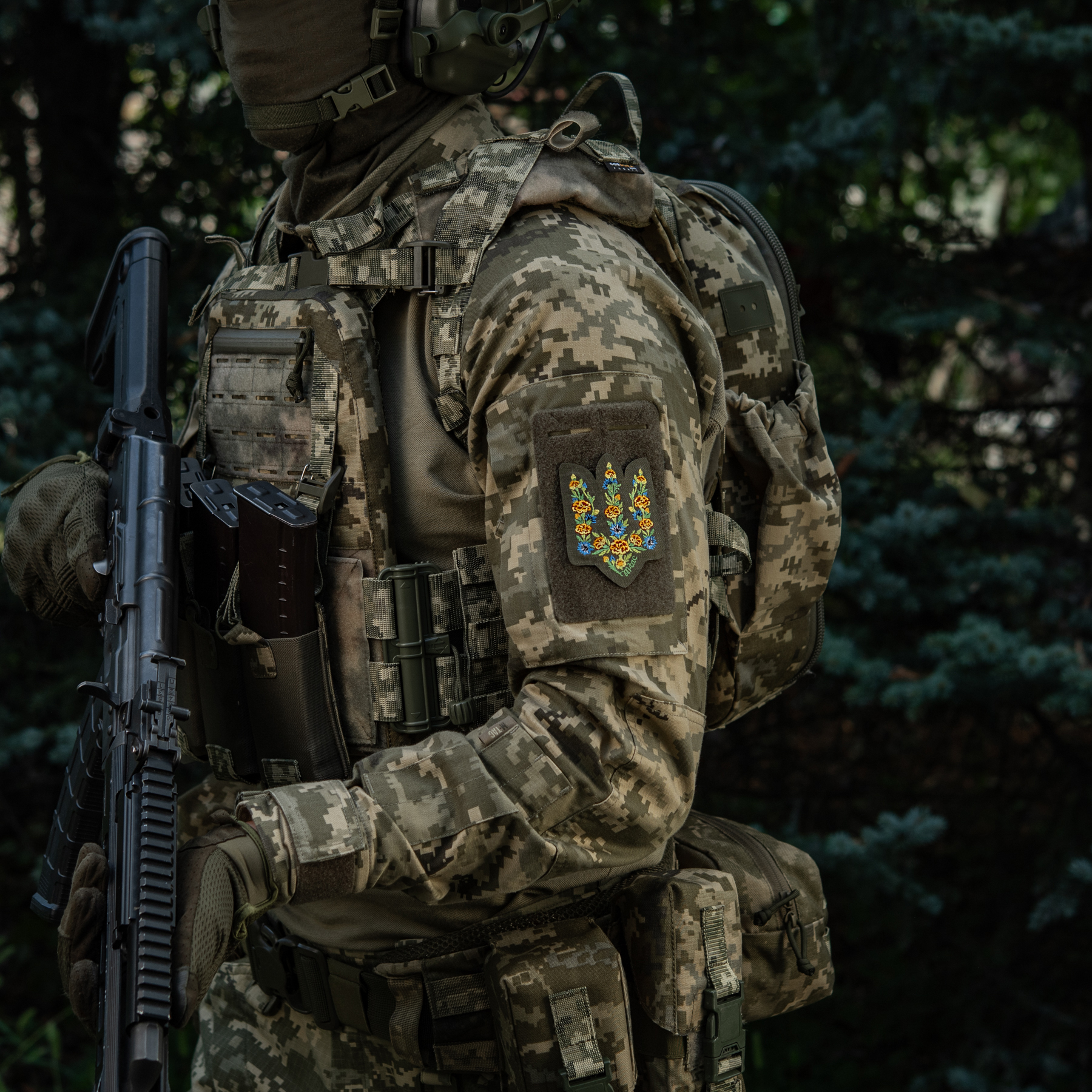M-Tac нашивка Тризуб Чорнобривці (вишивка) Ranger Green — 11