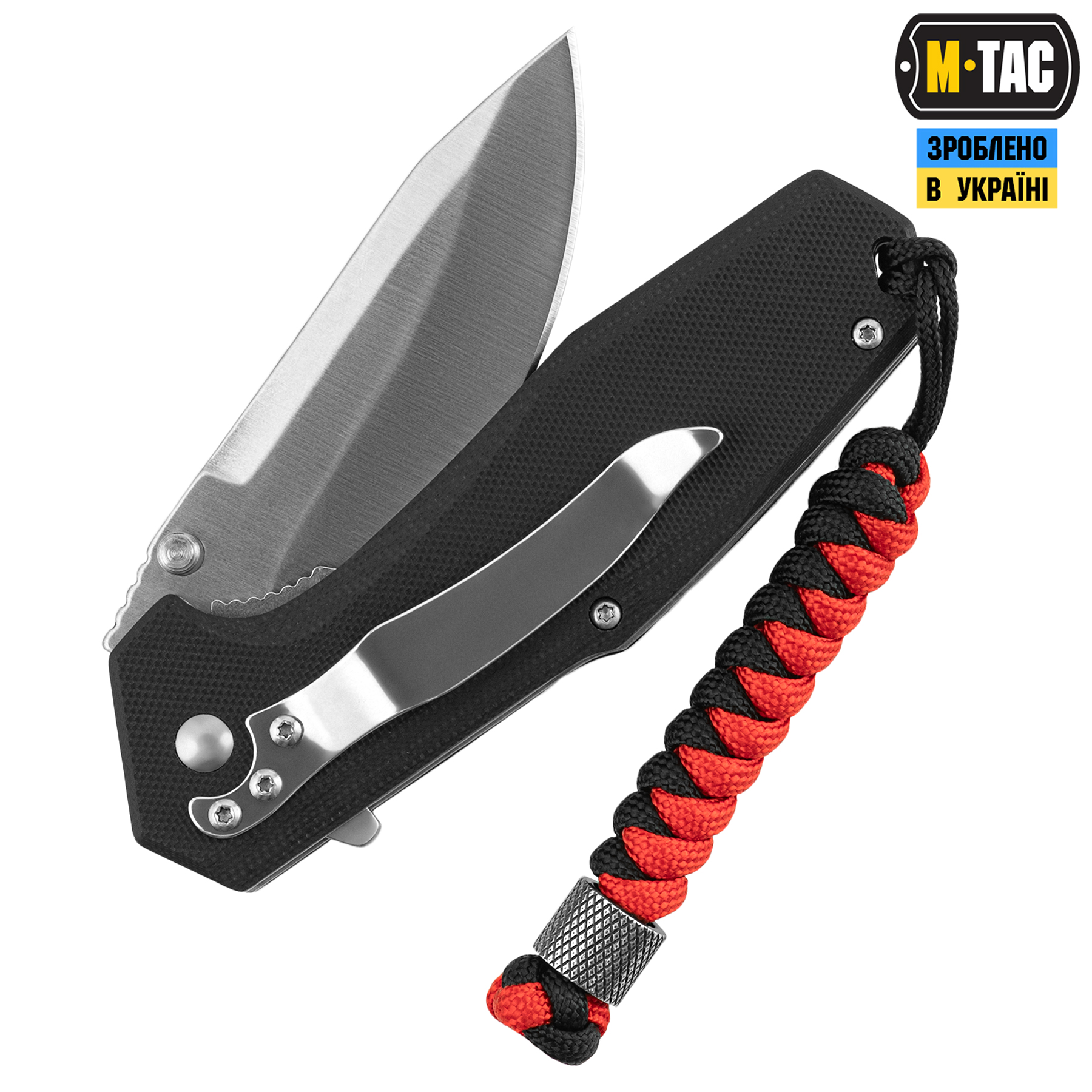 M-Tac темляк Viper Cylindre Stainless Steel Black&Red — 3