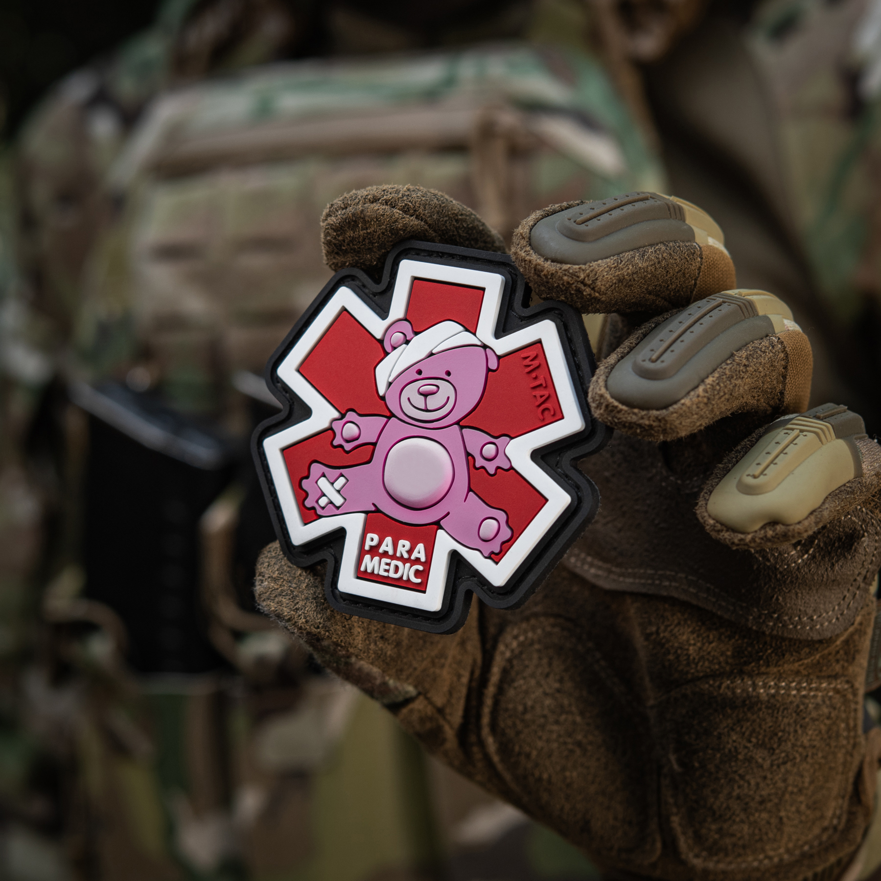 M-Tac нашивка Paramedic Ведмідь (PVC) Pink/Black — 10
